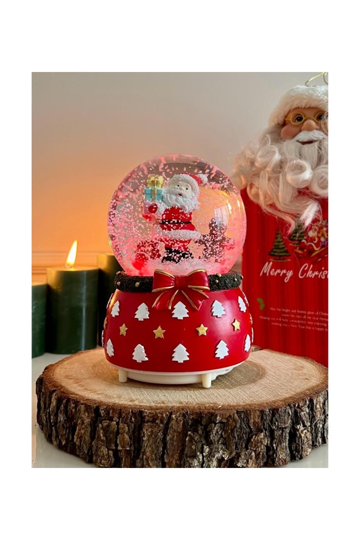 گوی برفی کریسمس SNOW GLOBE AUTOMATIC LIGHTED MUSIC MEDIUM SANTA CLAUS از ترکیه HEPBİMODA