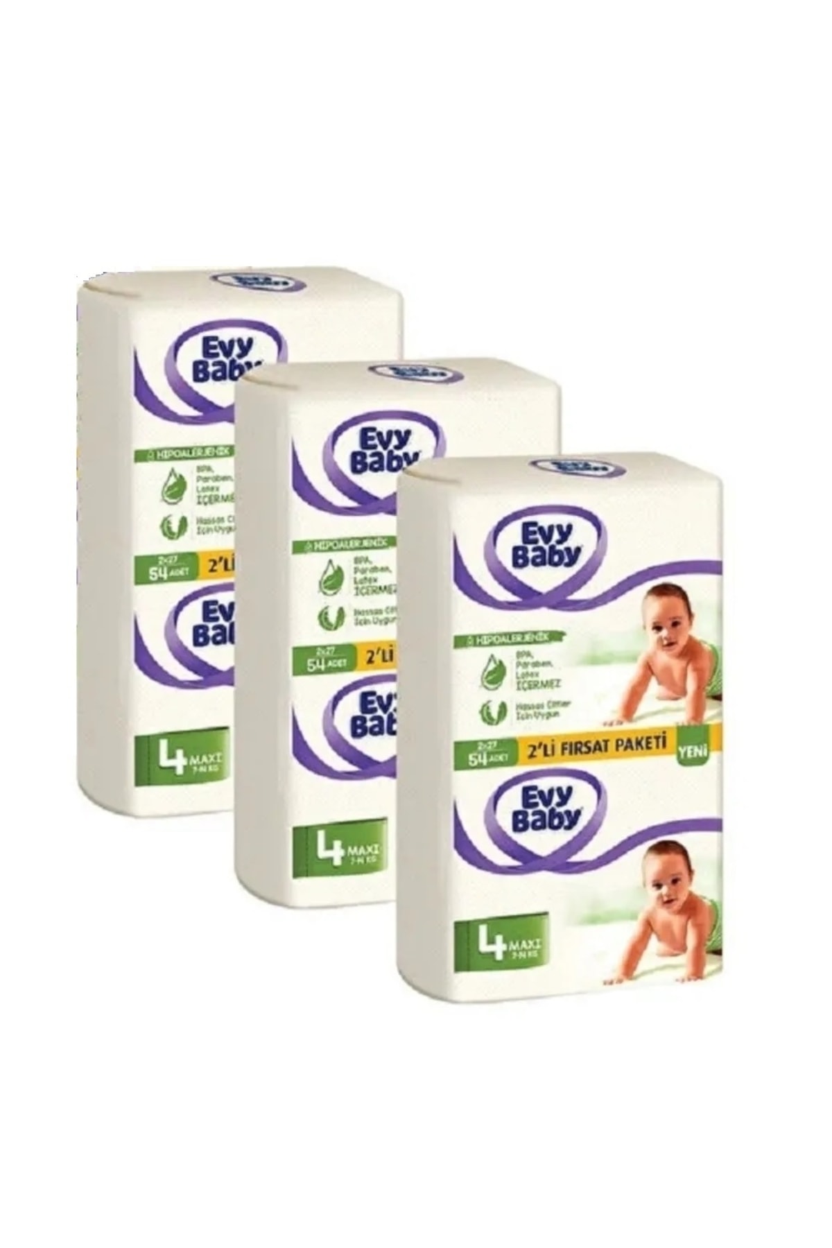پوشک بچه سایز 4 7 14 کیلویی 162 عدد اورجینال Evy Baby