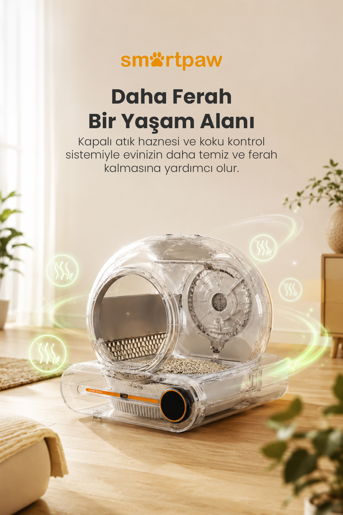 توالت گربه هوشمند و خودکار اسمارت‌پا SMARTPAW Nova Cat PRO، مدل MSP-01، با گنجایش ۶۵ لیتر و مخزن زباله ۹ لیتری
