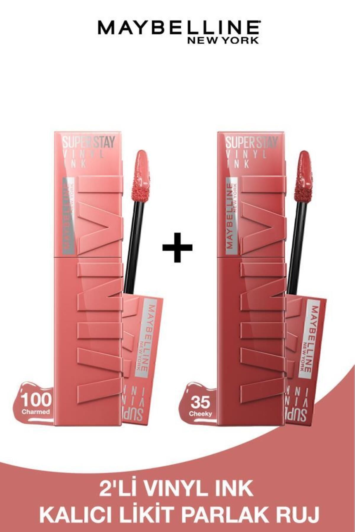 رژ لب SUPER STAY VINYL INK LONG LIQUID LIPSTICK 100 CHARMED &amp; 35 CHEEKY 2LI مجموعه Maybelline New York