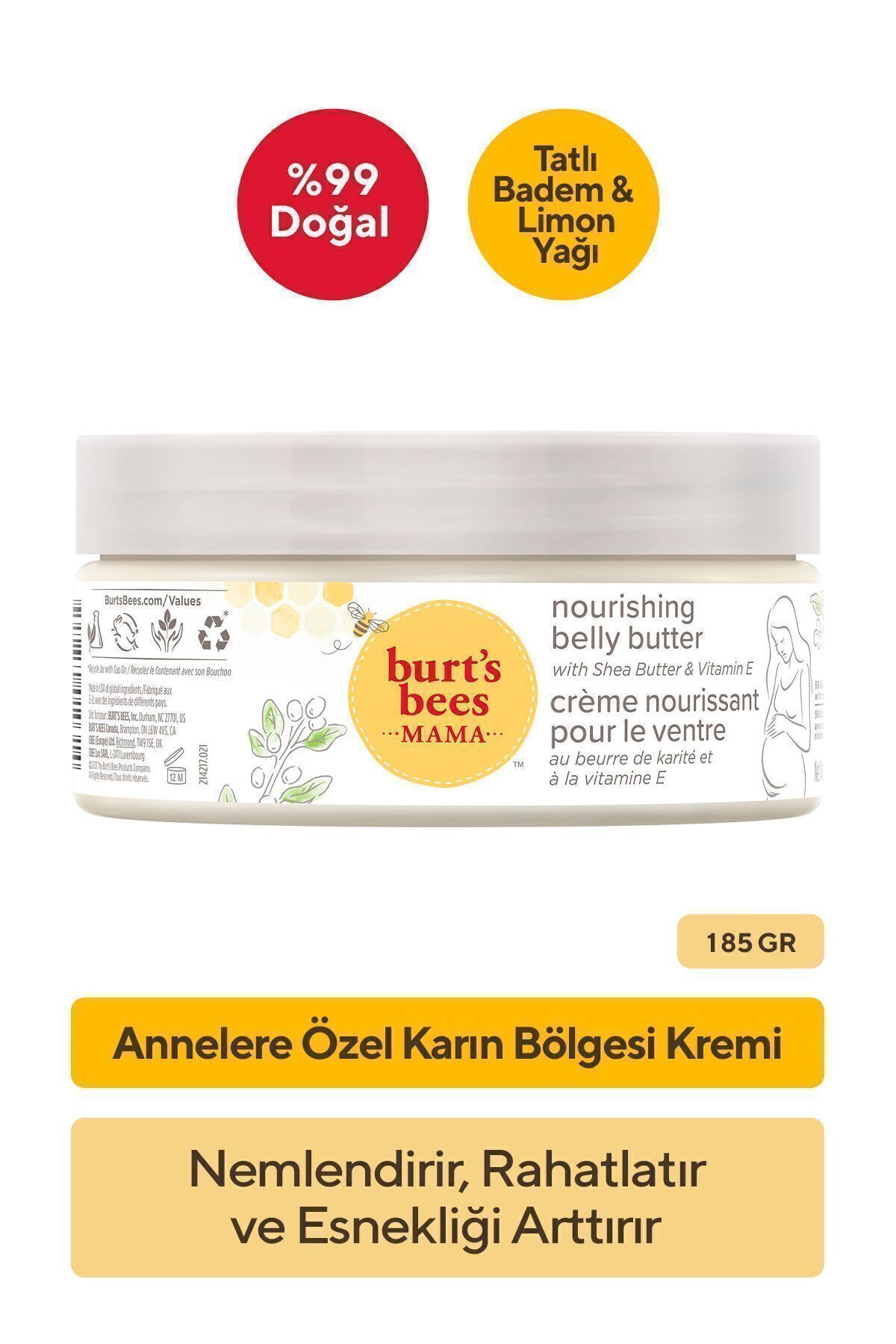 Burt's Bees کرم ویژه منطقه شکم مادران ماما بی بی باتر 185 گرم