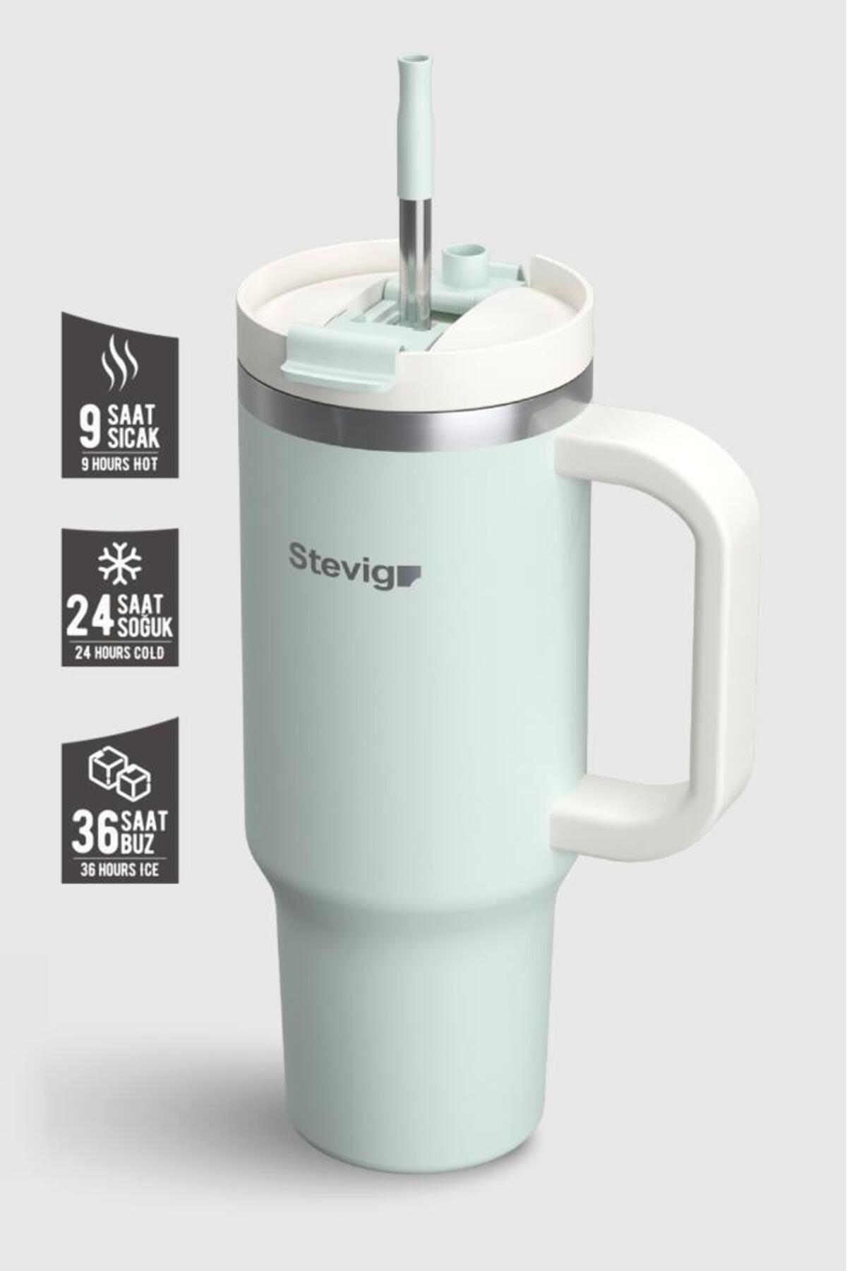 فلاسک قمقمه فولادی ضد نشتی لیوان 2 MOODS SPROUT GREEN ST 240 900 ML اورجینال Stevig