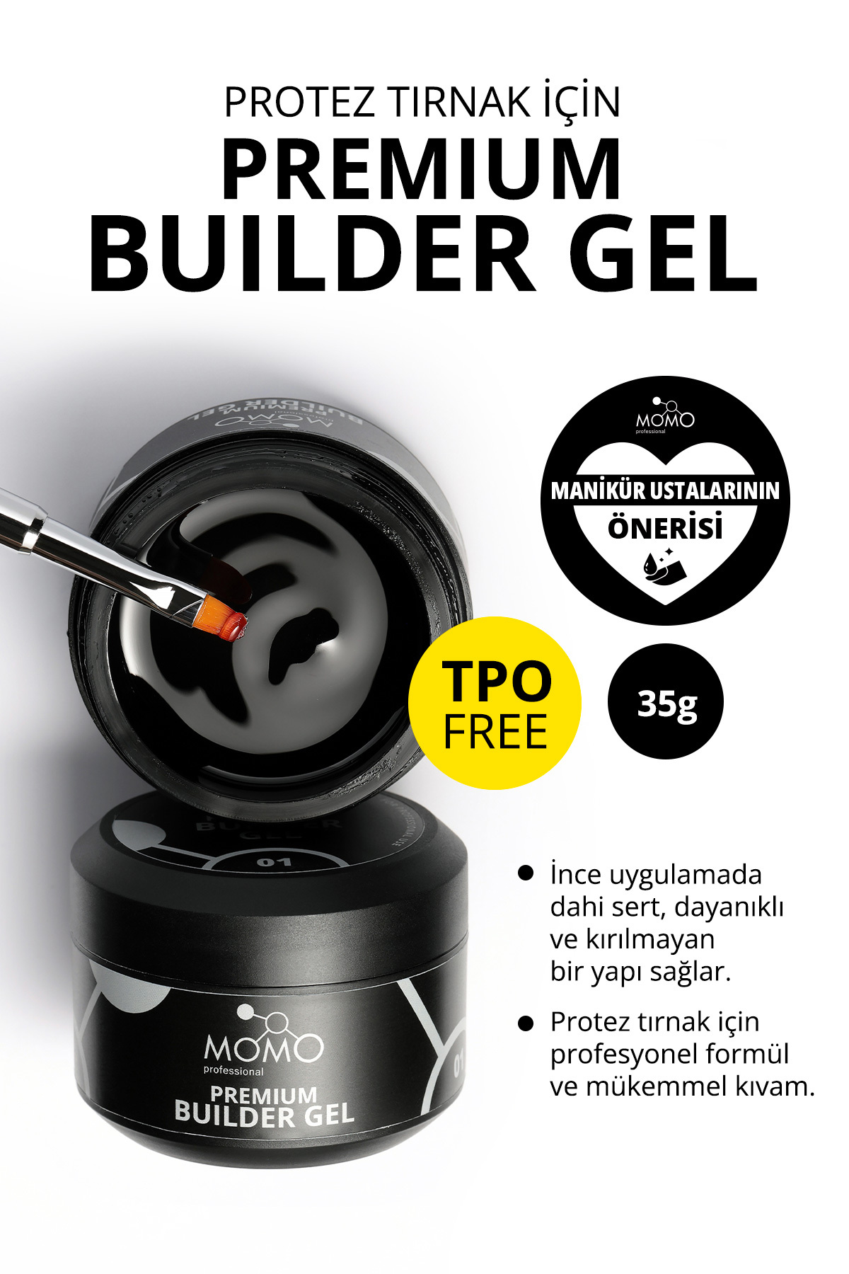 ژل سازنده حرفه‌ای ناخن ماندگار شفاف 35 گرم MOMO professional
