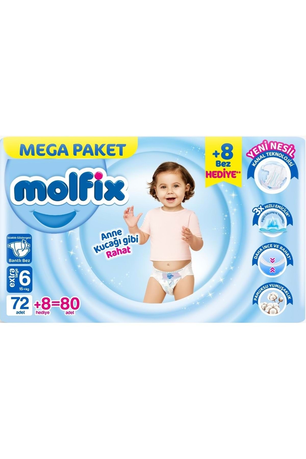 پوشک بچه سایز بچه: 6 15+کیلوگرم بسیار بزرگ 80 عدد MEGA PK اورجینال Molfix