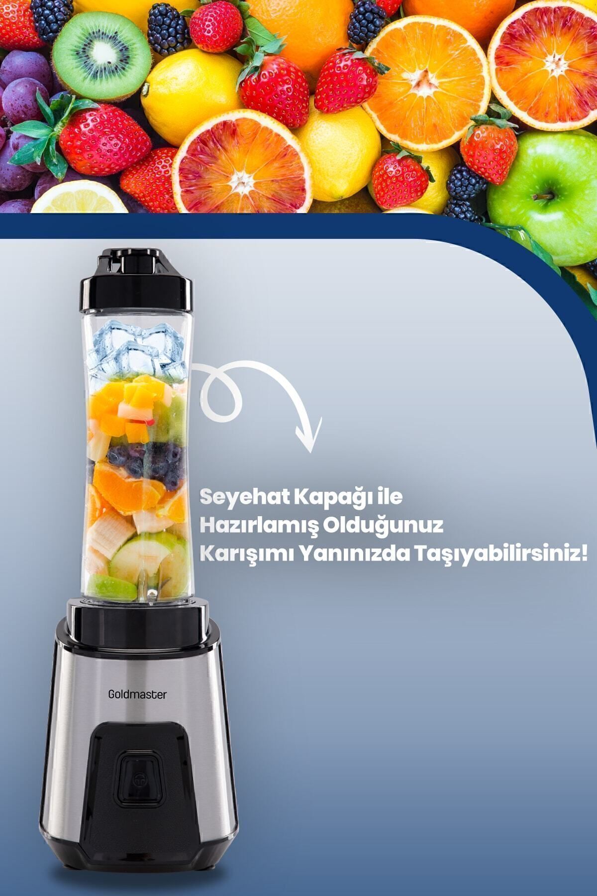 مخلوط کن شخصی اسموتی بلندر با قابلیت کردن یخ خرد و تیغه فولادی ضد زنگ اورجینال GoldMaster