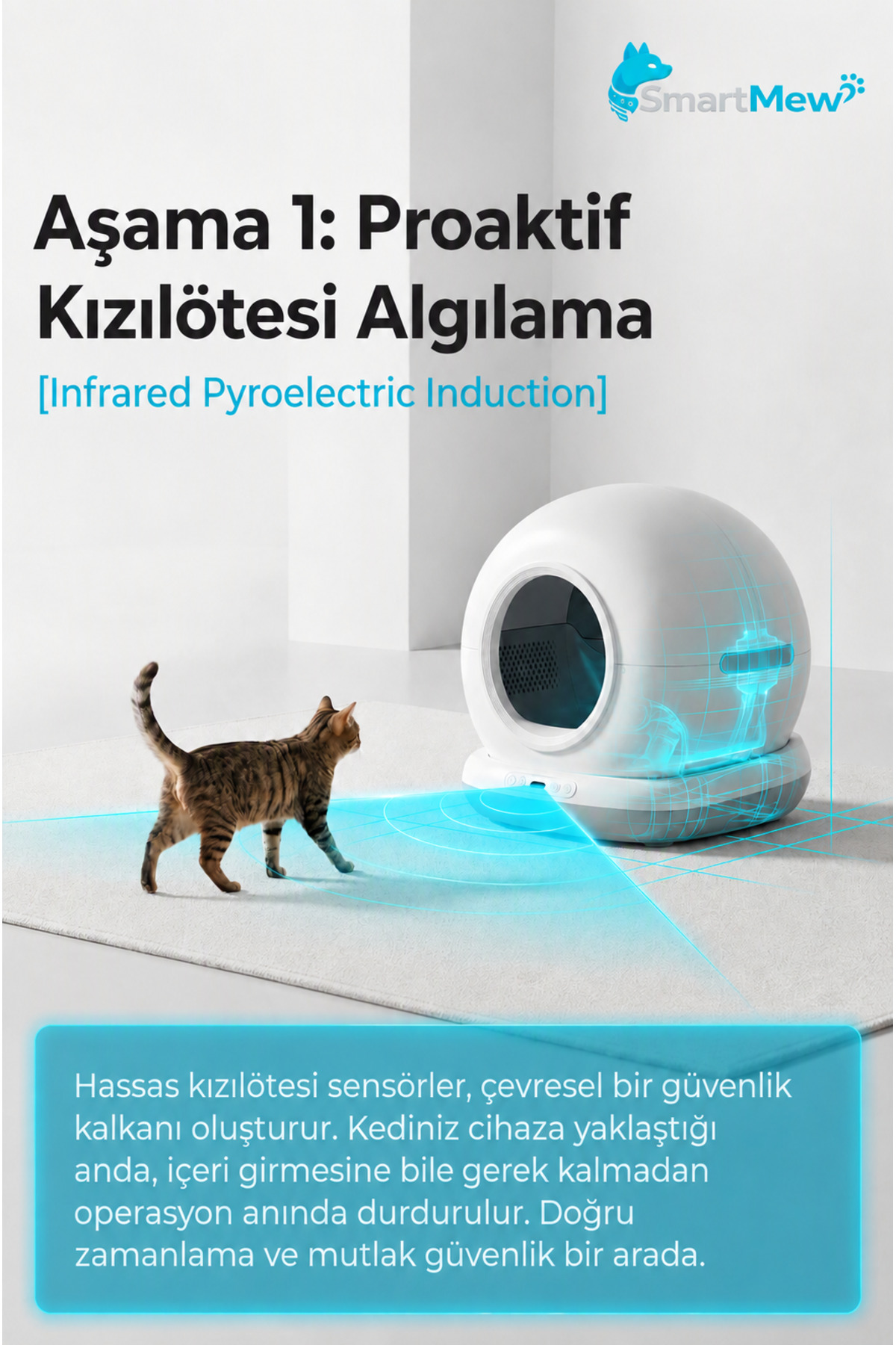 توالت گربه خودکار اسمارت‌مئو SmartMew SCE001 با محفظه ۷۵ لیتری