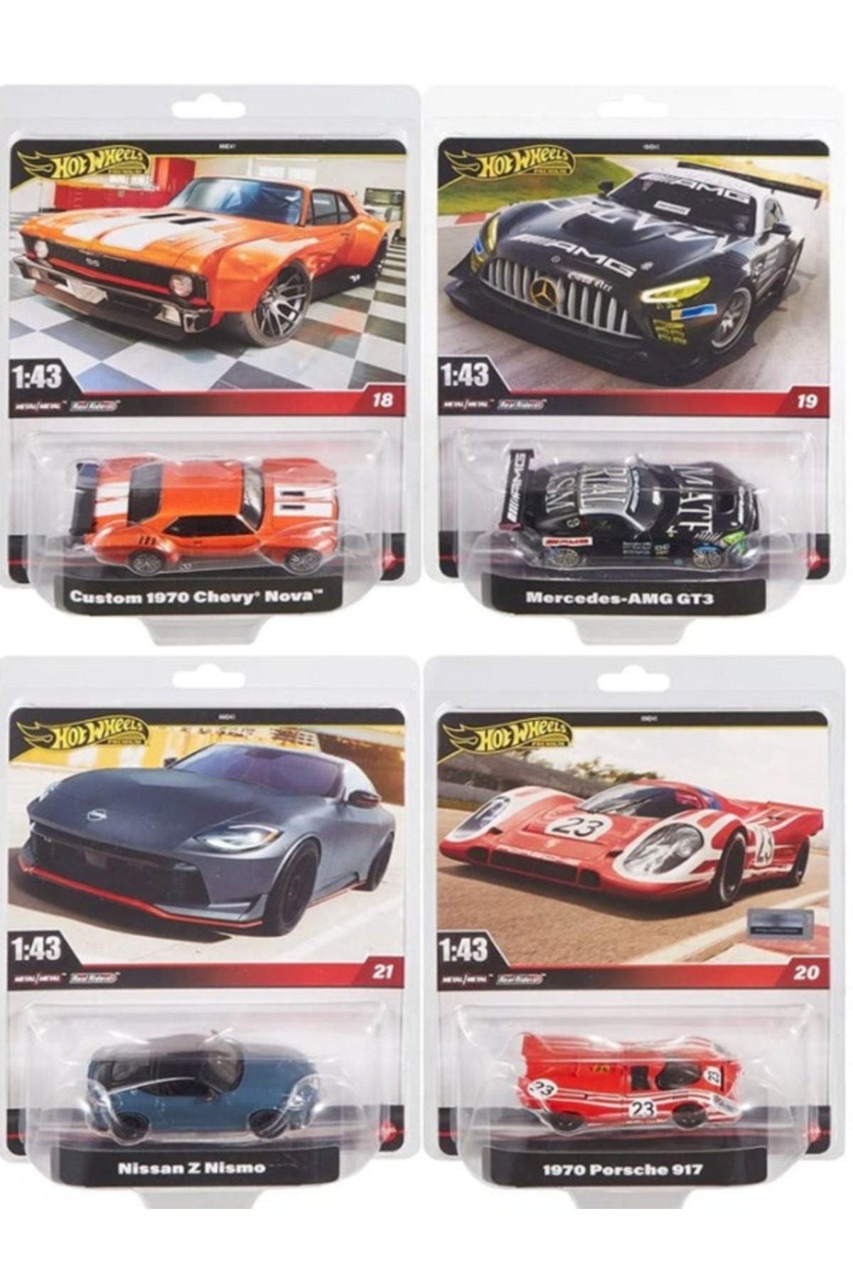 ماشین اسباب بازی 1:43 WHEELS HOT PREMIUM 1970 PORSCHE 917 CUSTOM CHEVY NOVA NISSAN Z NISMO MERCEDES AMG GT3 هات ویلز اورجینال HOT WHEELS