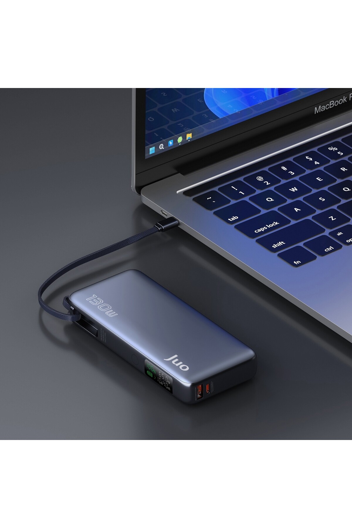 پاوربانک شارژر سریع قابل حمل 20000 ماهه 130W صفحه نمایش LED USB A کابل نوع سی اورجینال Juo