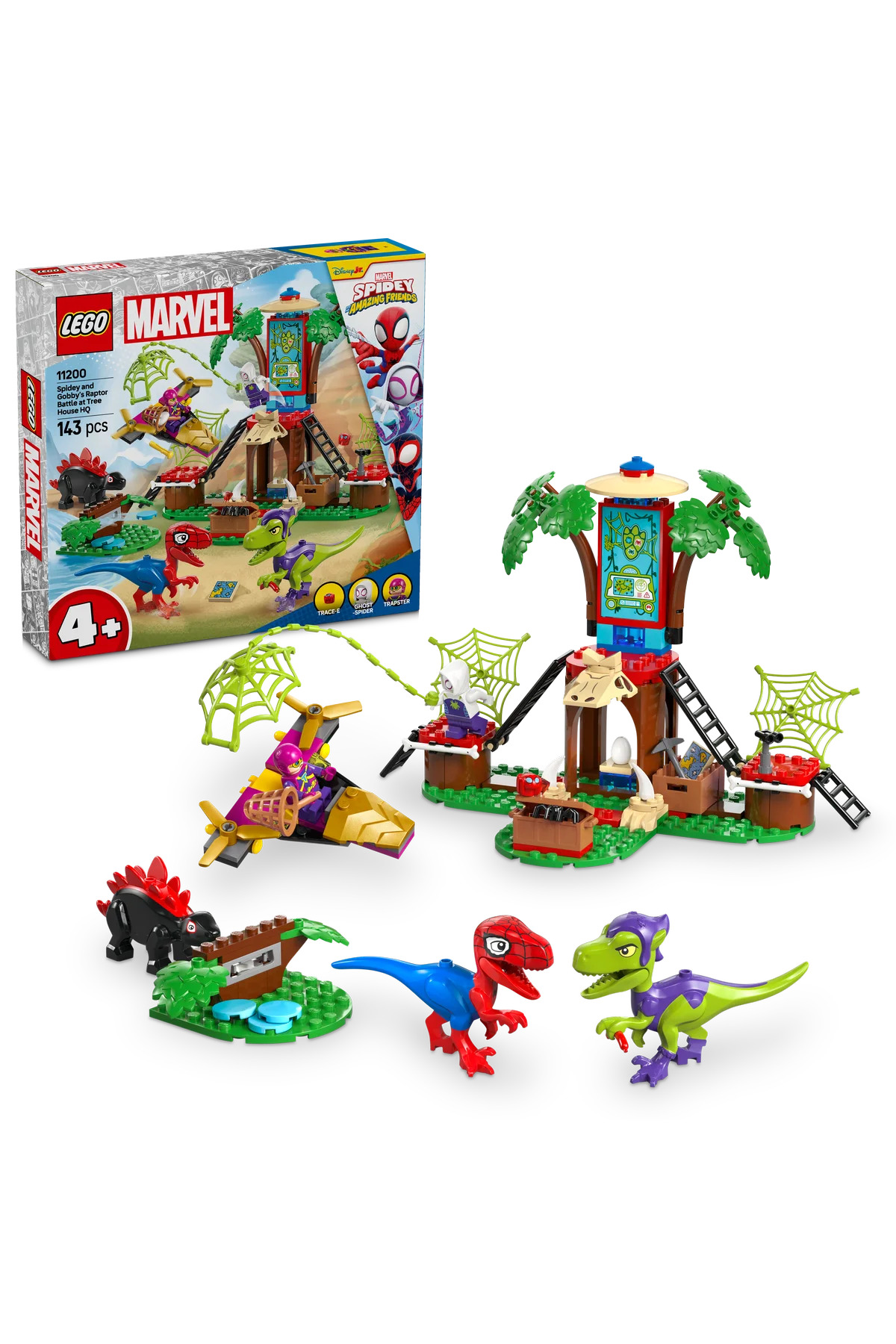 لگو و اسباب بازی های ساخت محور ® SPIDEY AND GOBBY'S RAPTOR BATTLE AT MARVEL TREEHOUSE HQ 11200 4+ TOY SET 143P اورجینال LEGO