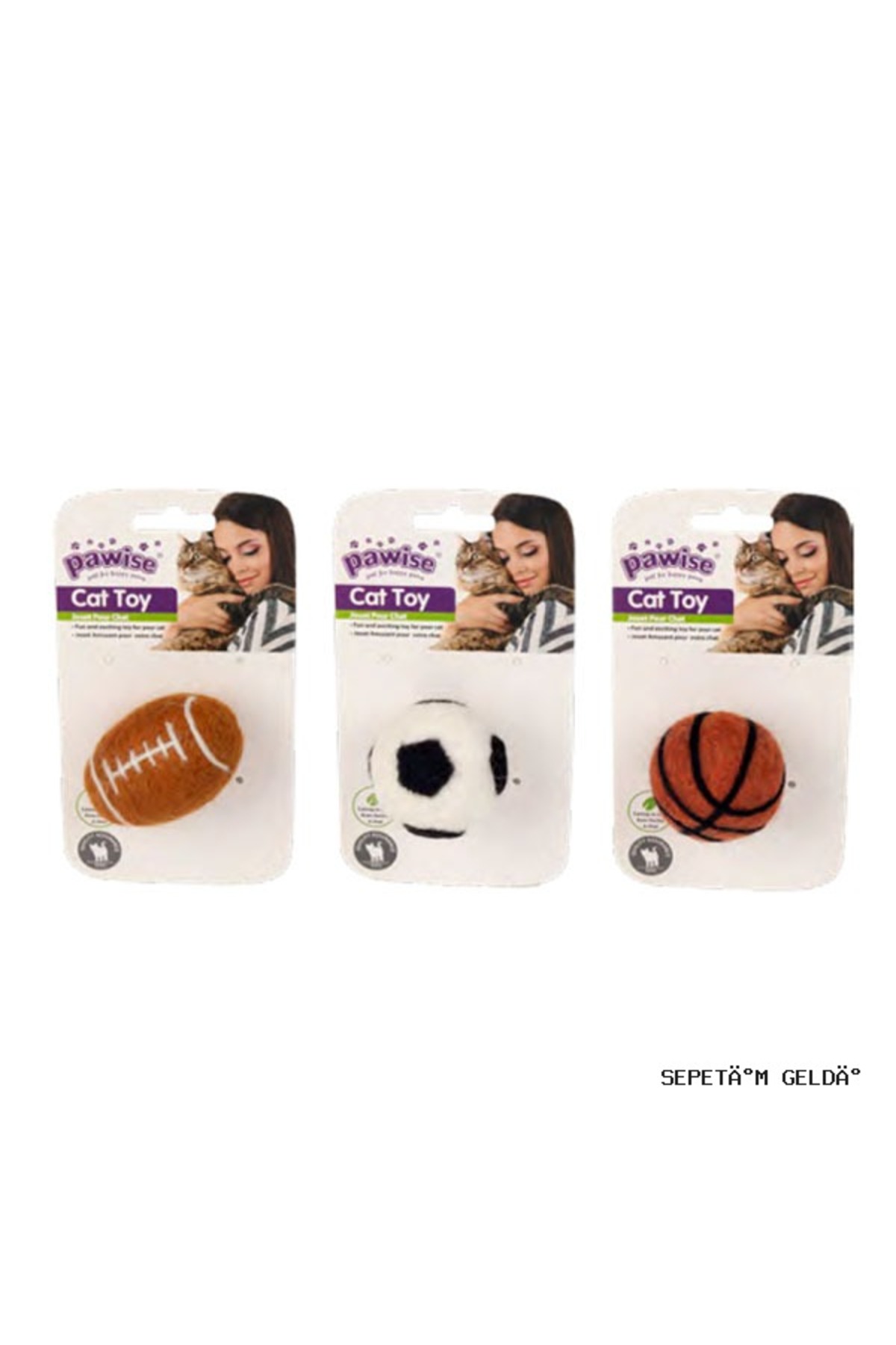 توپ اسباب‌بازی پولیشی زنگوله‌دار گربه پاوایز Pawise، سری Meow Meow Life، کد SPT-GLD (155215) چندرنگ