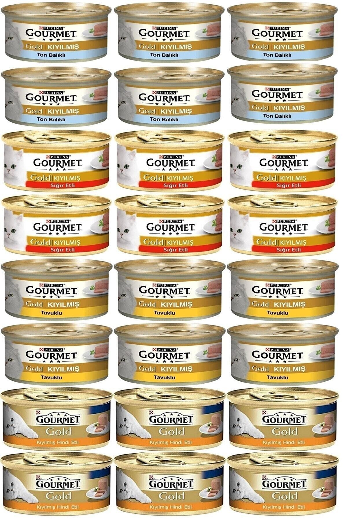 کنسرو غذای مرطوب گربه بالغ گورمت Gourmet Gold مخلوط خردشده، ۲۴ عددی 85 G