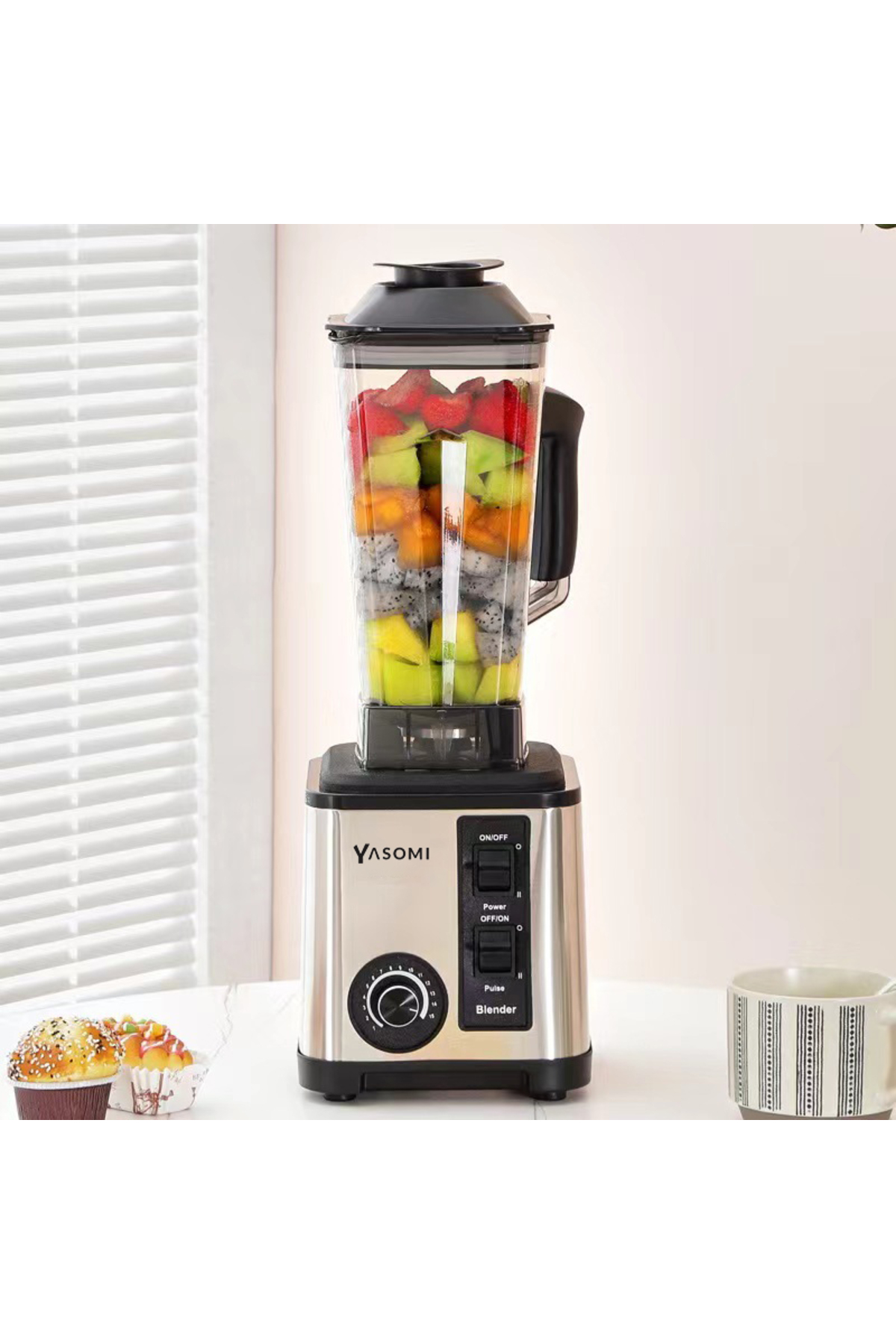 ست مخلوط کن با ظرفیت کاسه یخ شکن 5042 800W SUPER MIX 3LT اورجینال Yasomi