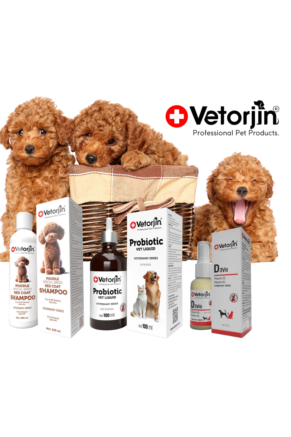 مکمل سه‌تایی سگ Poodle وتورجین Vetorjin برای پوست، مو، گوارش، ایمنی، عضلات و مفاصل