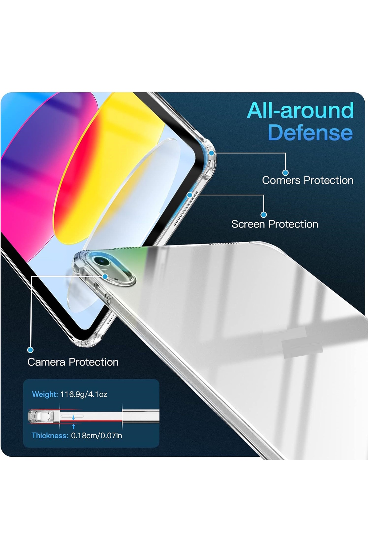 کاور تبلت IPAD 11TH GENERATION A16 11INCH 10TH 10.9 TABLET CASE EDGE سیلیکون شفاف ضد ضربه سازگار m.tk moveteck
