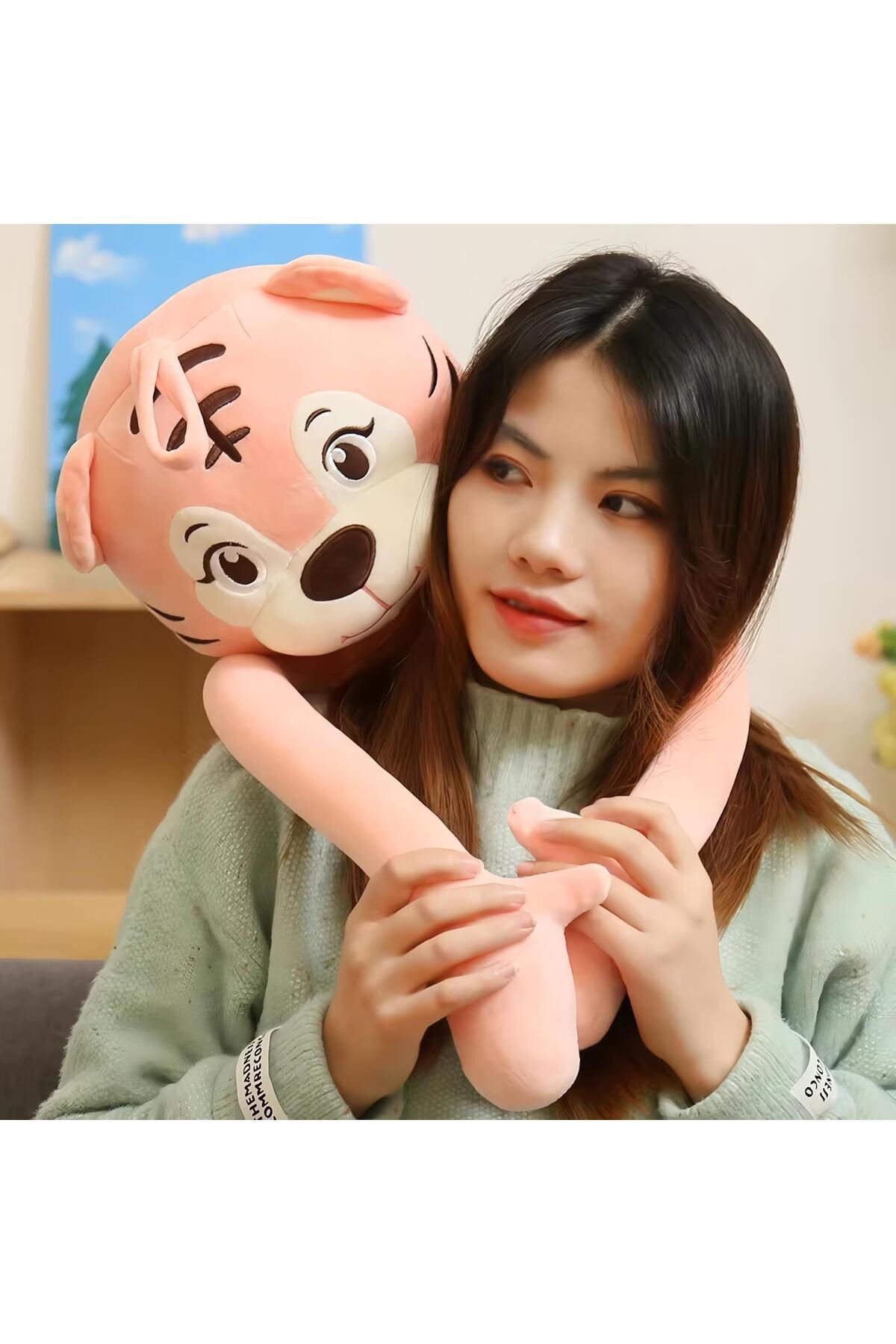 اسباب بازی های پشمی پارچه نرم وارداتی ناز لاکی صورتی شکل ببر مخمل خواب همبازی سایز بزرگ 72 سانتی متر. e-life shop