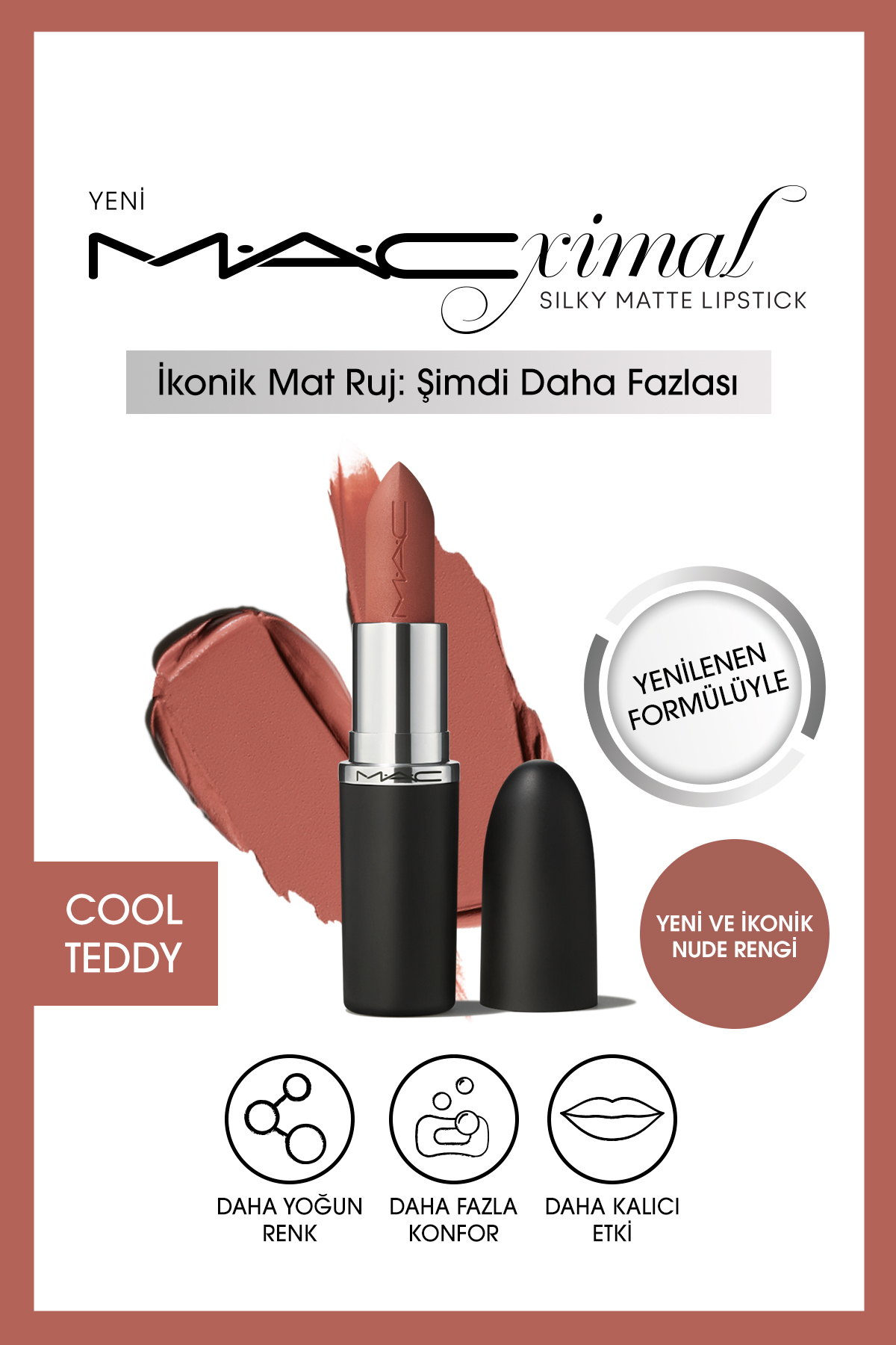 رژ لب مات ابریشمی با اثر مرطوب کنندگی و ارائه رنگ شدید 3.5GM Mac