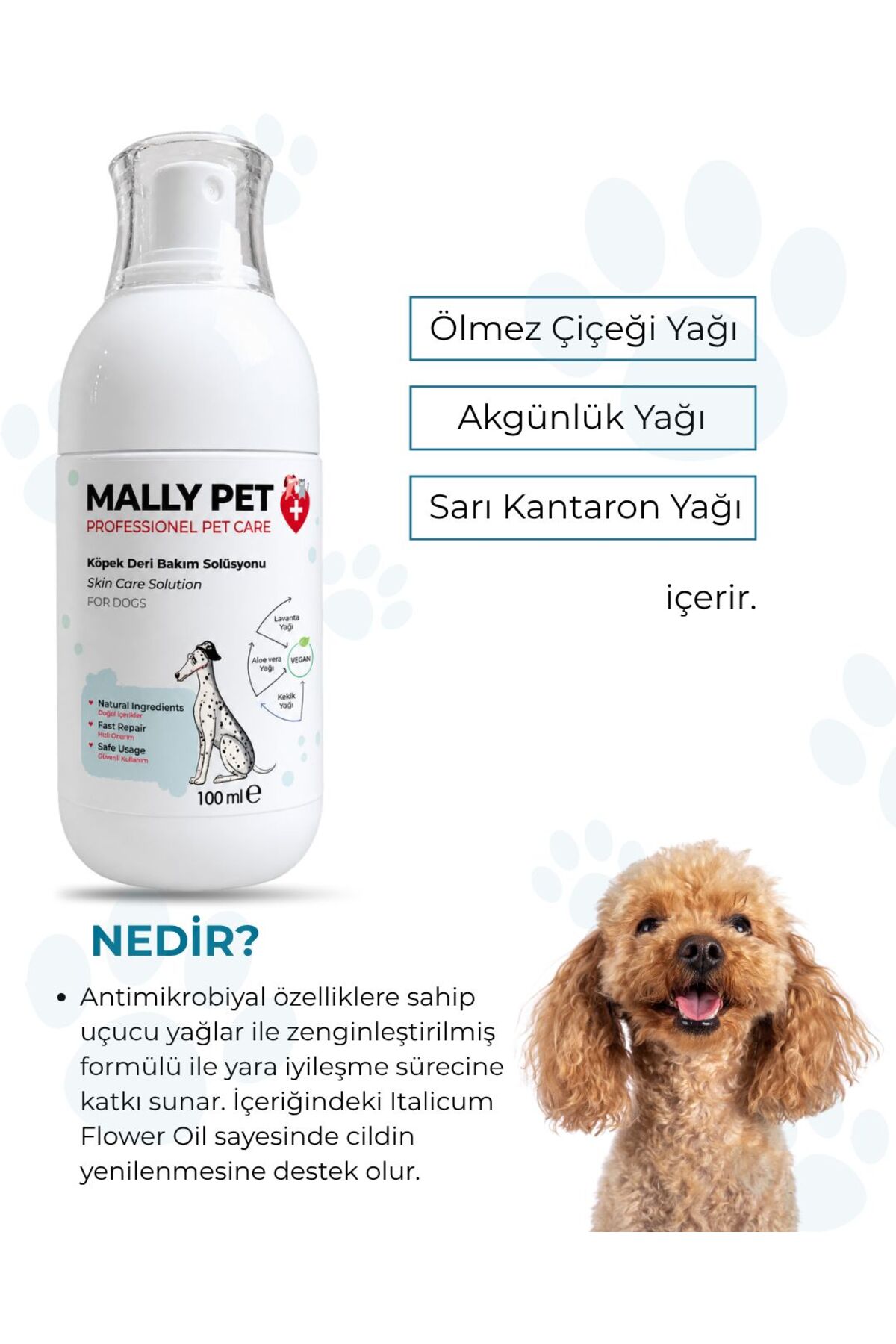 محلول مراقبت از پوست سگ مالی پت پروفشنل پت کر MALLY PET PROFESSIONEL PET CARE، ۱۰۰ میلی‌لیتر