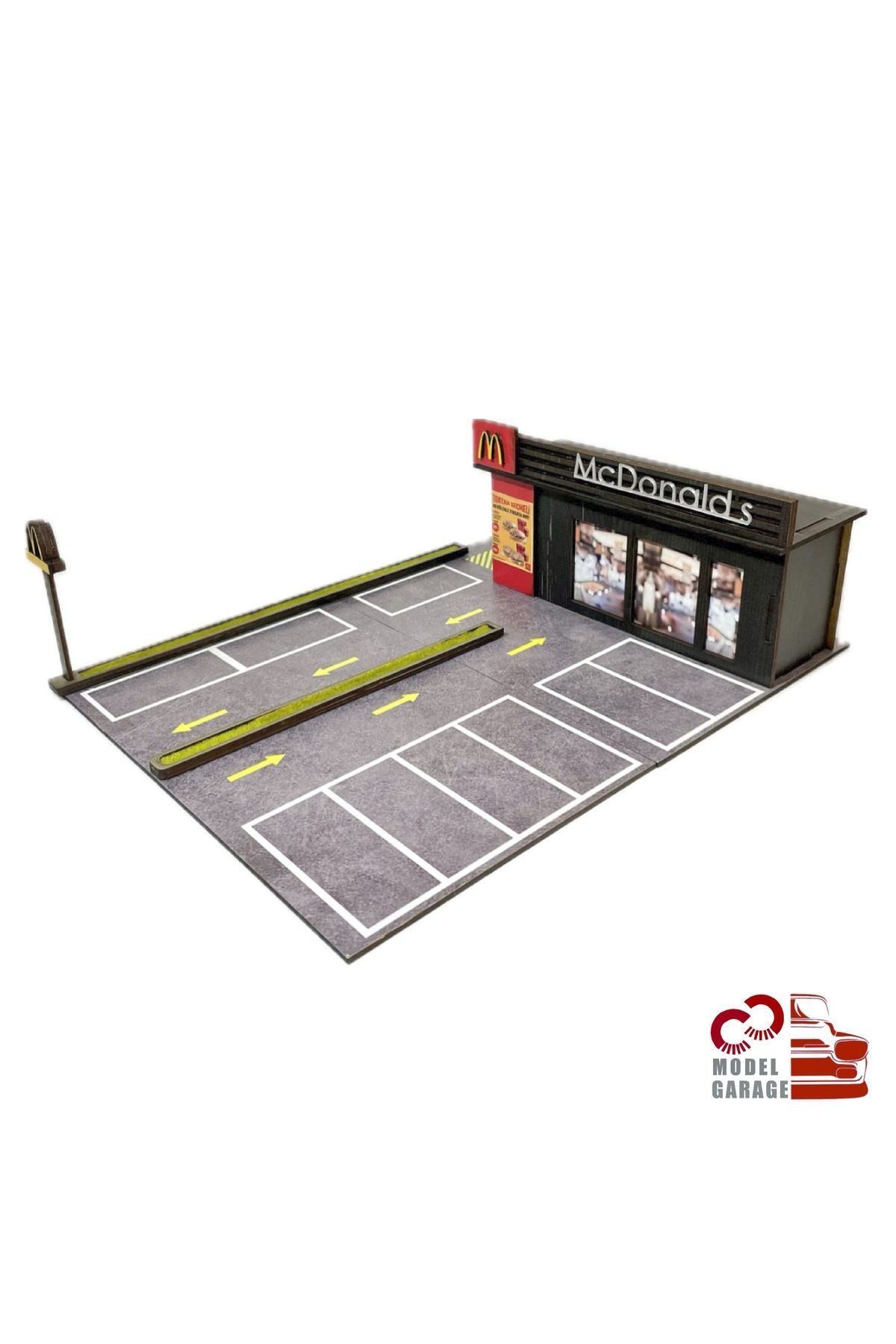 مدل خودرو 1 64 SCALE MC DONALD'S CAR PARKING LOT DIORAMA DIECAST DISPLAY STAND RACK GARAGE TOY اورجینال ÜRETİM