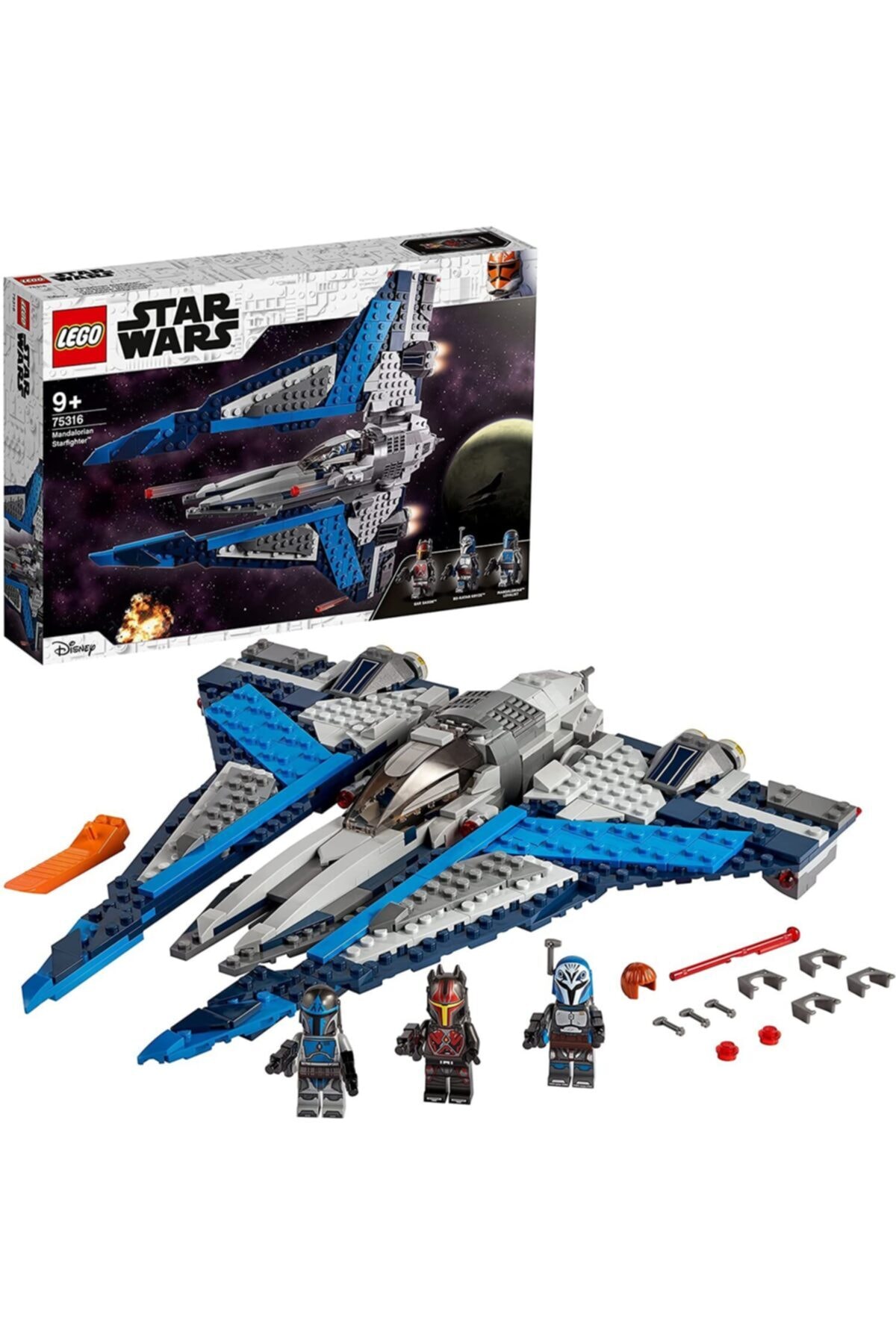 لگو و اسباب بازی های ساخت محور STAR WARS MANDALORIAN STARFIGHTER 75316 3 MINIFIGURE CREATIVE TOY BUILDING 544 PIECES اورجینال LEGO