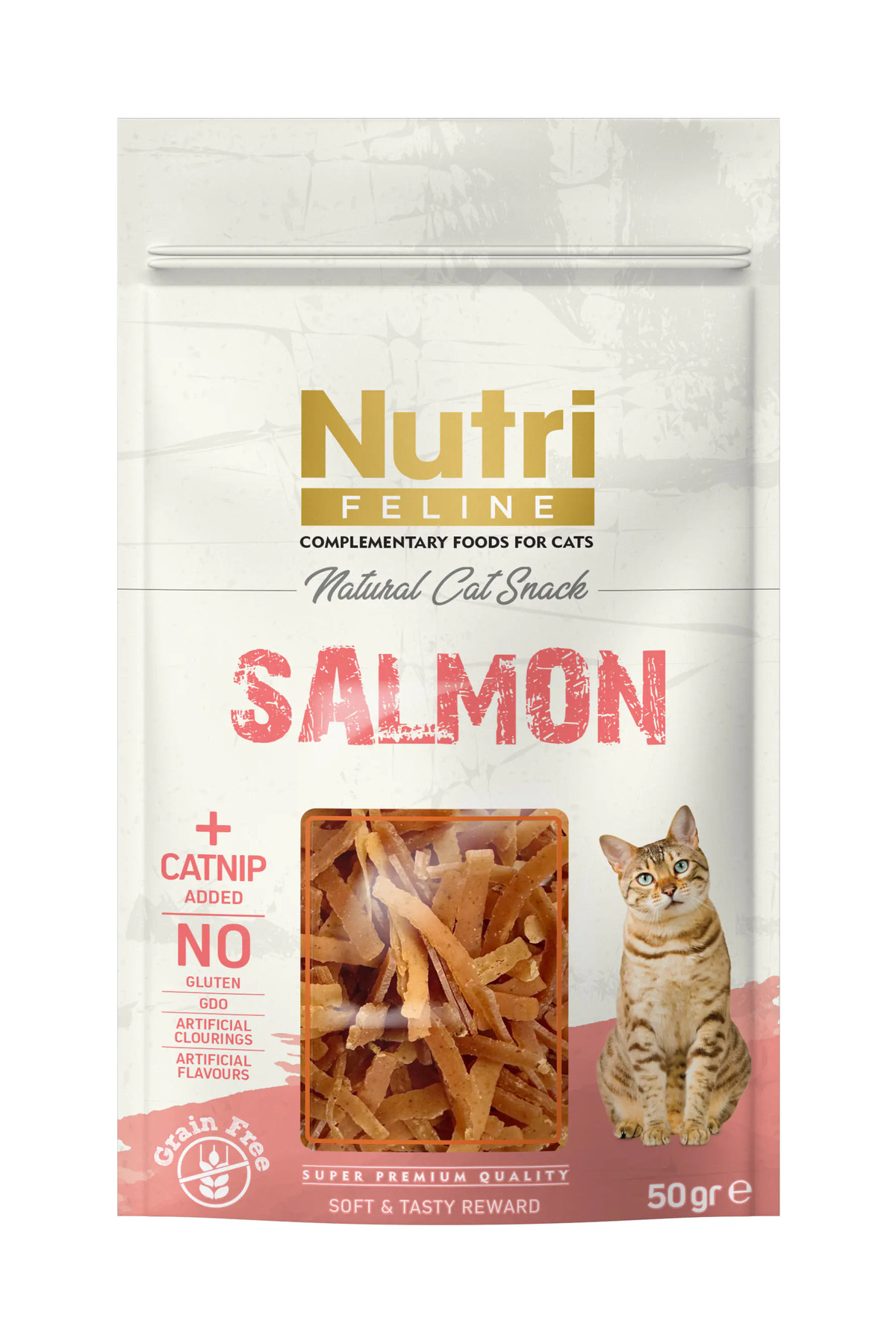 تشویقی گربه نوتری فیلاین nutrifeline (Nutri Feline)، سالمون، بدون غلات، ۵۰ گرم