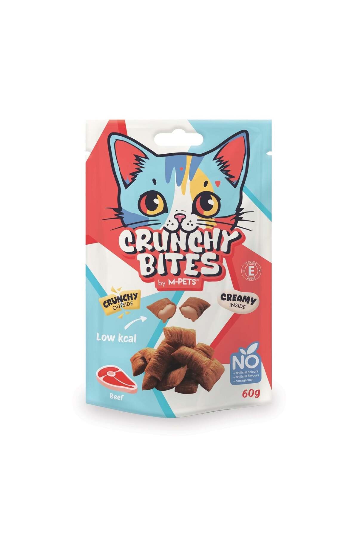 تشویقی گربه ام‌پتس M-PETS Crunchy Bıtes با طعم گوشت گاو، ۶۰ گرم