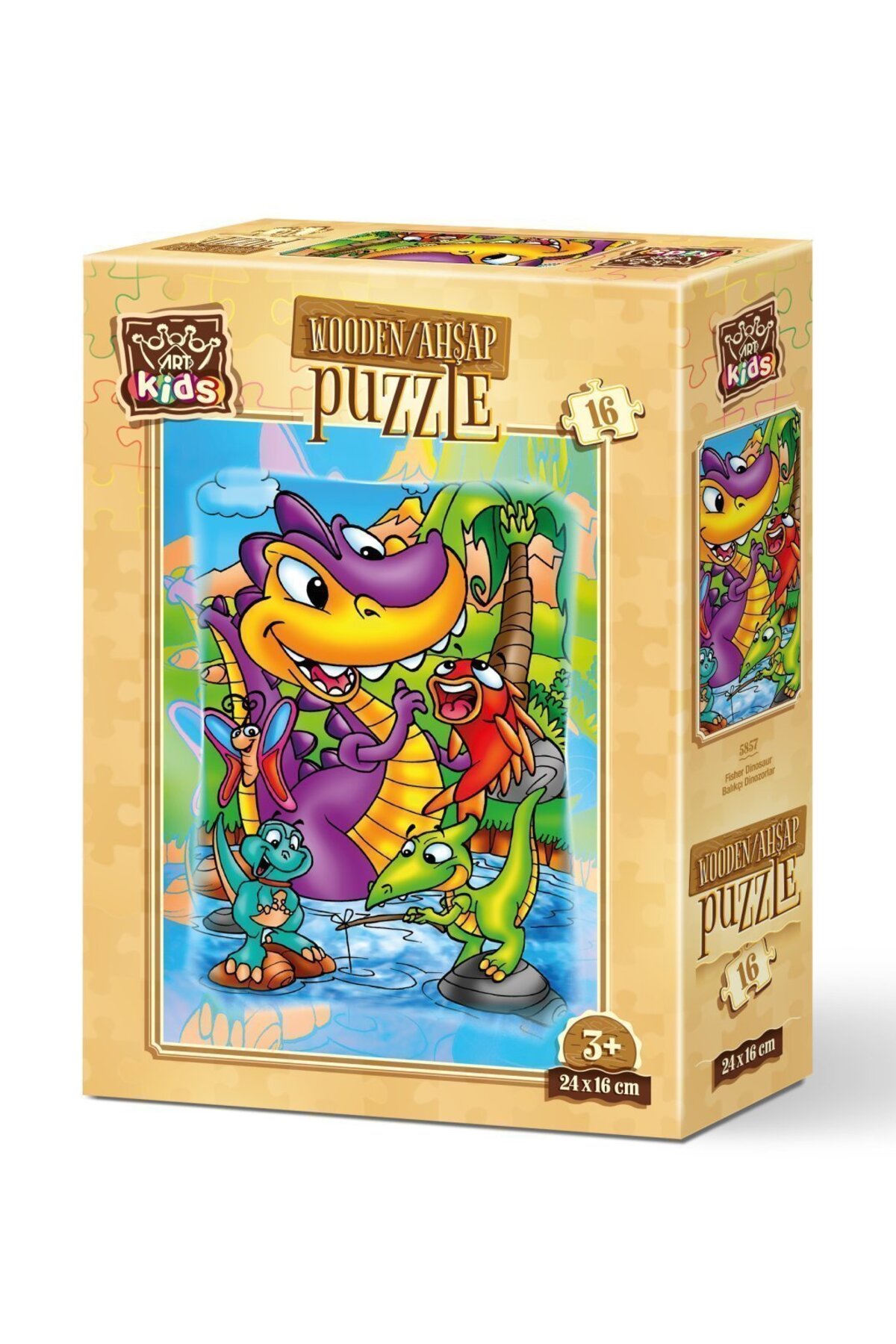 پازل چوبی ۱۶ تکه ماهیگیری دایناسورها برای کودکان هنر از ترکیه Art Puzzle