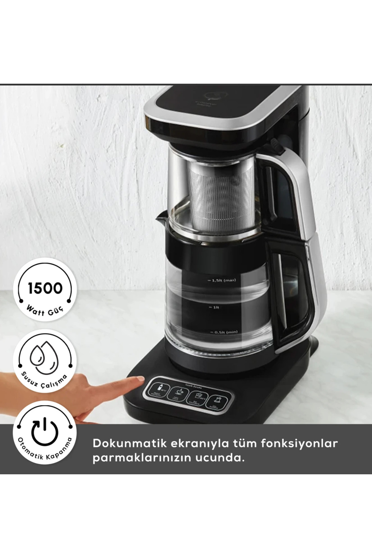 چای ساز اتصال وای فای دستگاه خوری شیشه ای سخنگو ROBOTEA CONNECT 4 در 1 سازگار با IOS ANDROID اورجینال Karaca