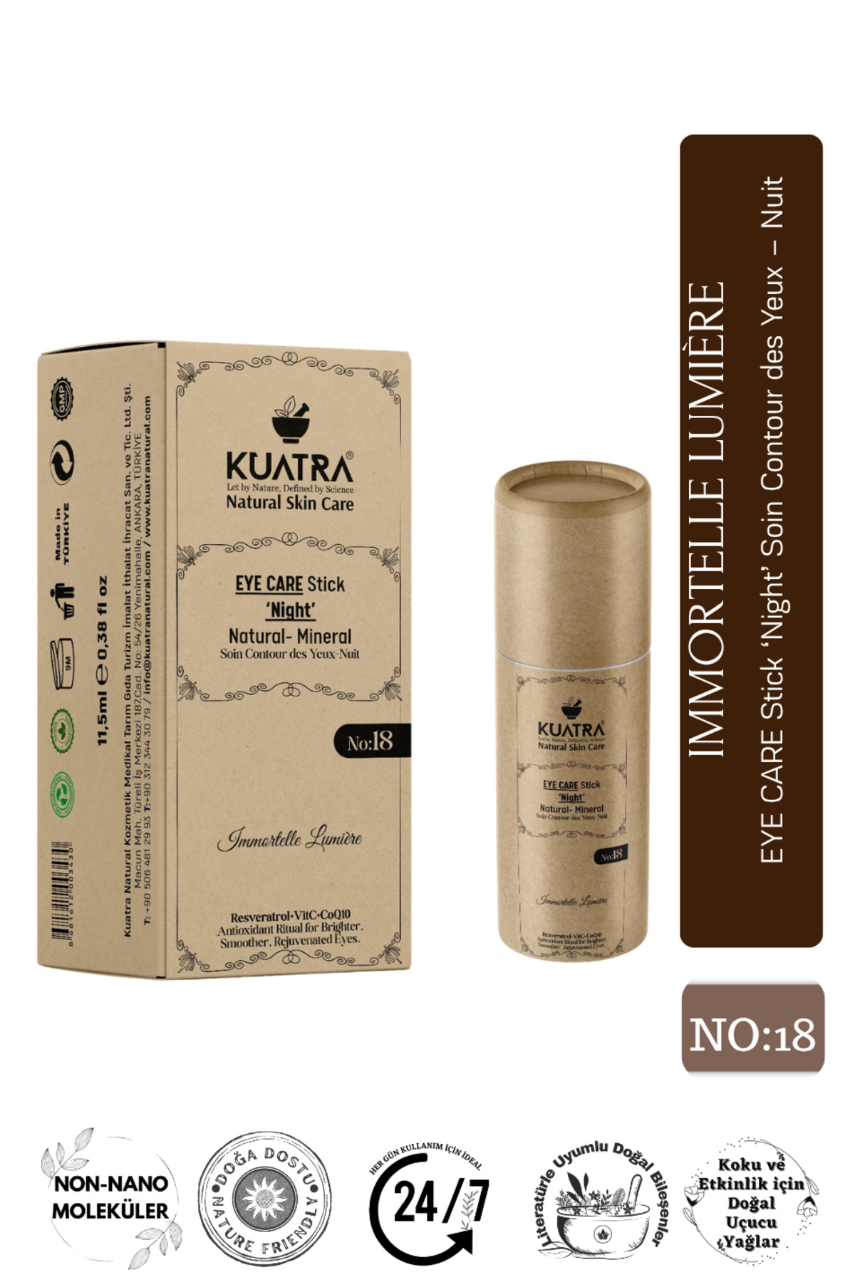 کرم دور چشم استیک IMMORTELLE LUMIÈRE – مراقبت در شب | اثر آنتی اکسیدانی احیا کننده کانتور Kuatra