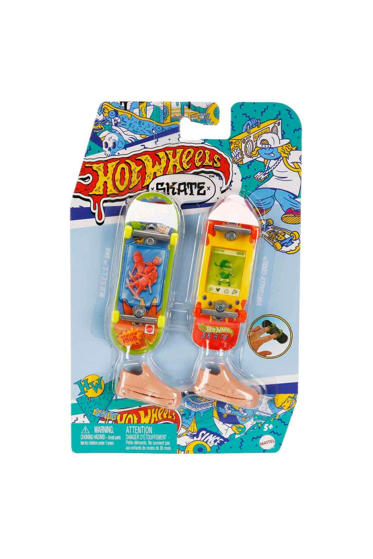 ماشین اسباب بازی SKATE 2 PACK RETRO FINGER SKATEBOARD HXL17 MUSCLE SK8 AND VIRTUALLY COOL از ترکیه HOT WHEELS