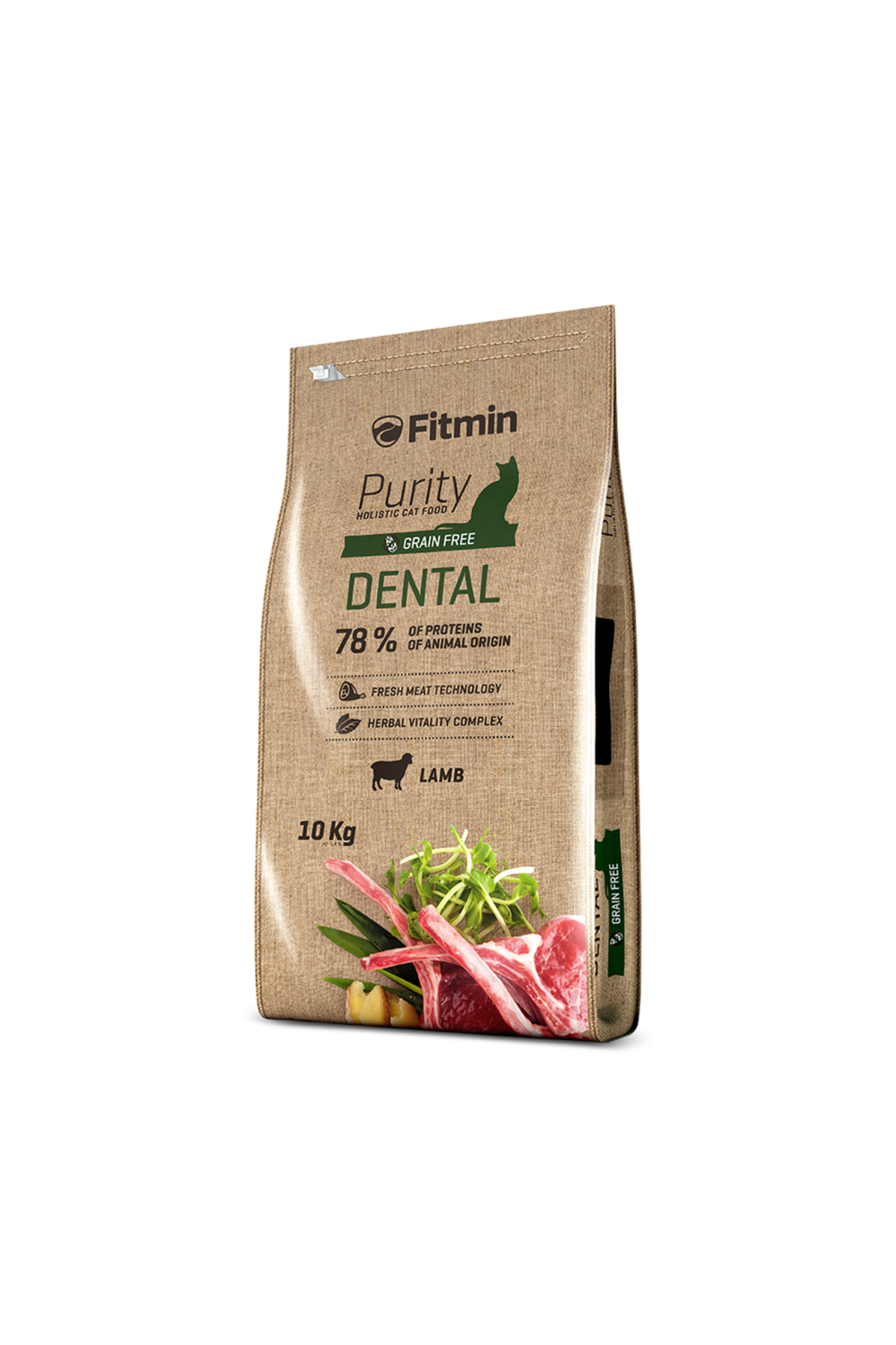 غذای خشک گربه بالغ فیت‌مین Fitmin Purity Dental با گوشت تازه بره، ۱۰ کیلوگرم