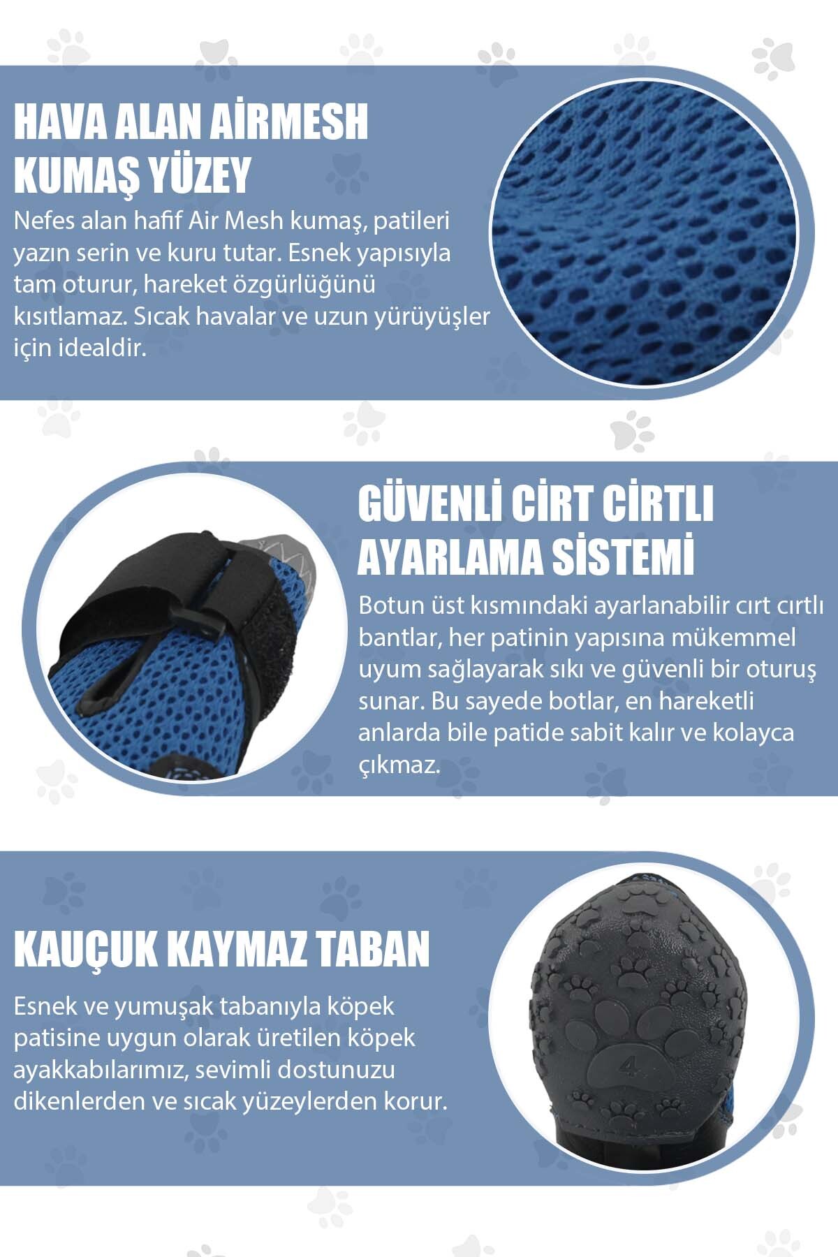 کفش تابستانی سگ پاوپرینتس PawPrints AirMesh، آبی، زیره لاستیکی ضدلغزش
