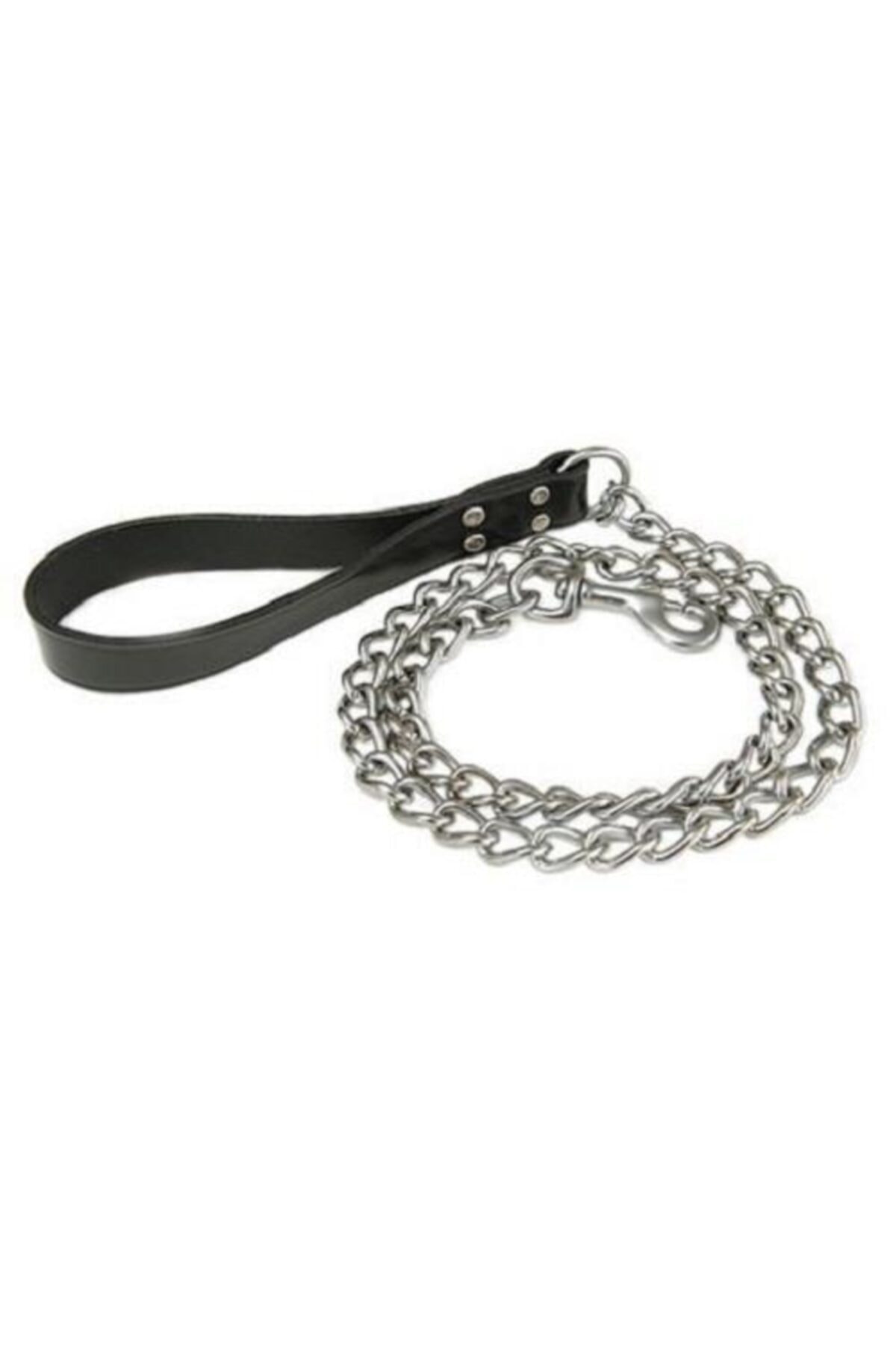 بند زنجیری سگ نونبل Nunbell با دسته چرمی، ۳ میلی‌متر × ۱۲۰ سانتی‌متر سفید