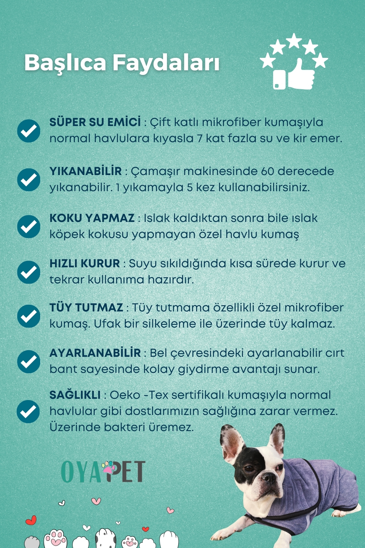 حوله‌پوش سگ اویاپت Oyapet Microlux® میکروفایبر، جذب آب بالا خاکستری