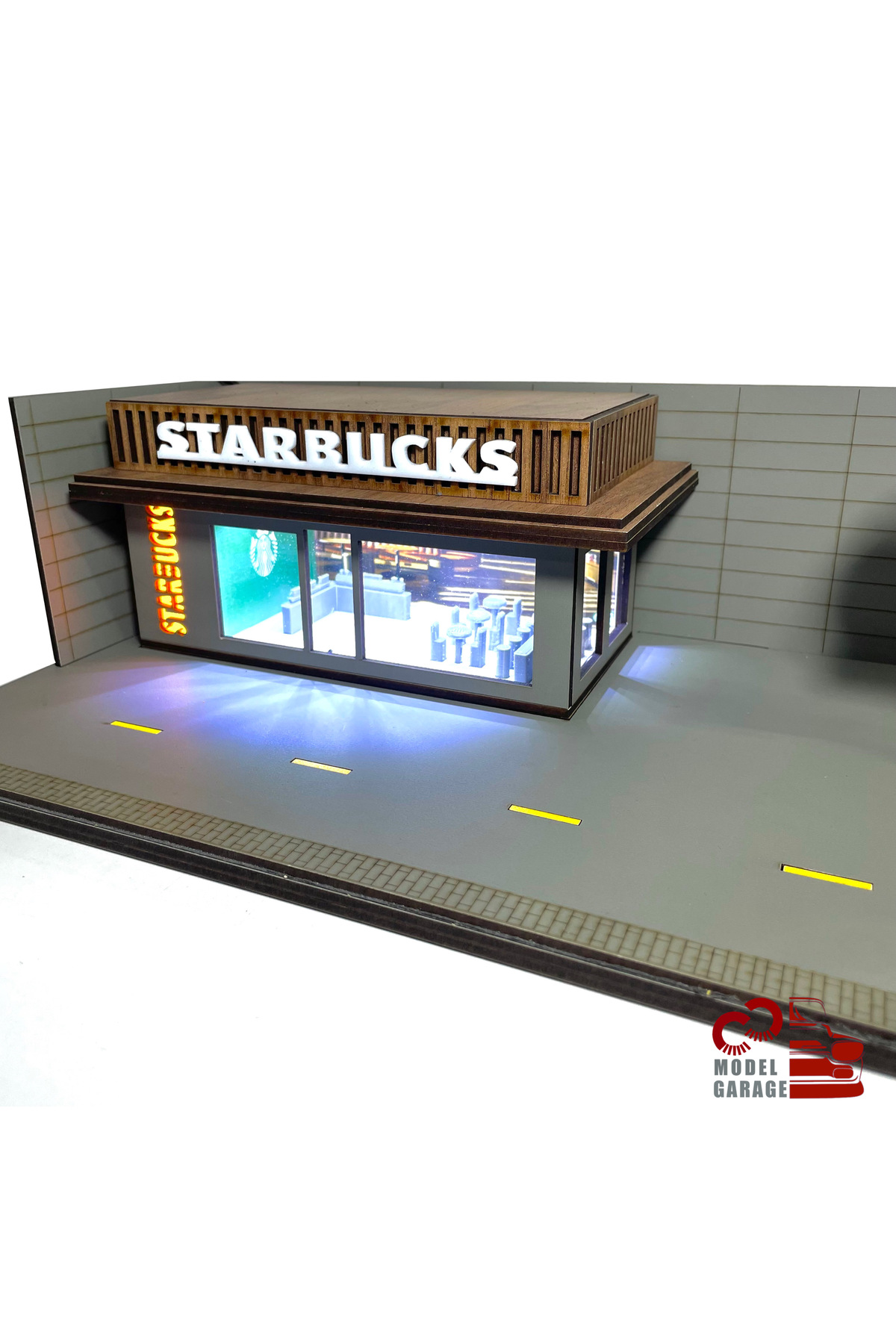 مدل خودرو 1 64 مقیاس STARBUCK.S DIORAMA PARKING DIECAST قفسه نمایش TOY اورجینال ÜRETİM