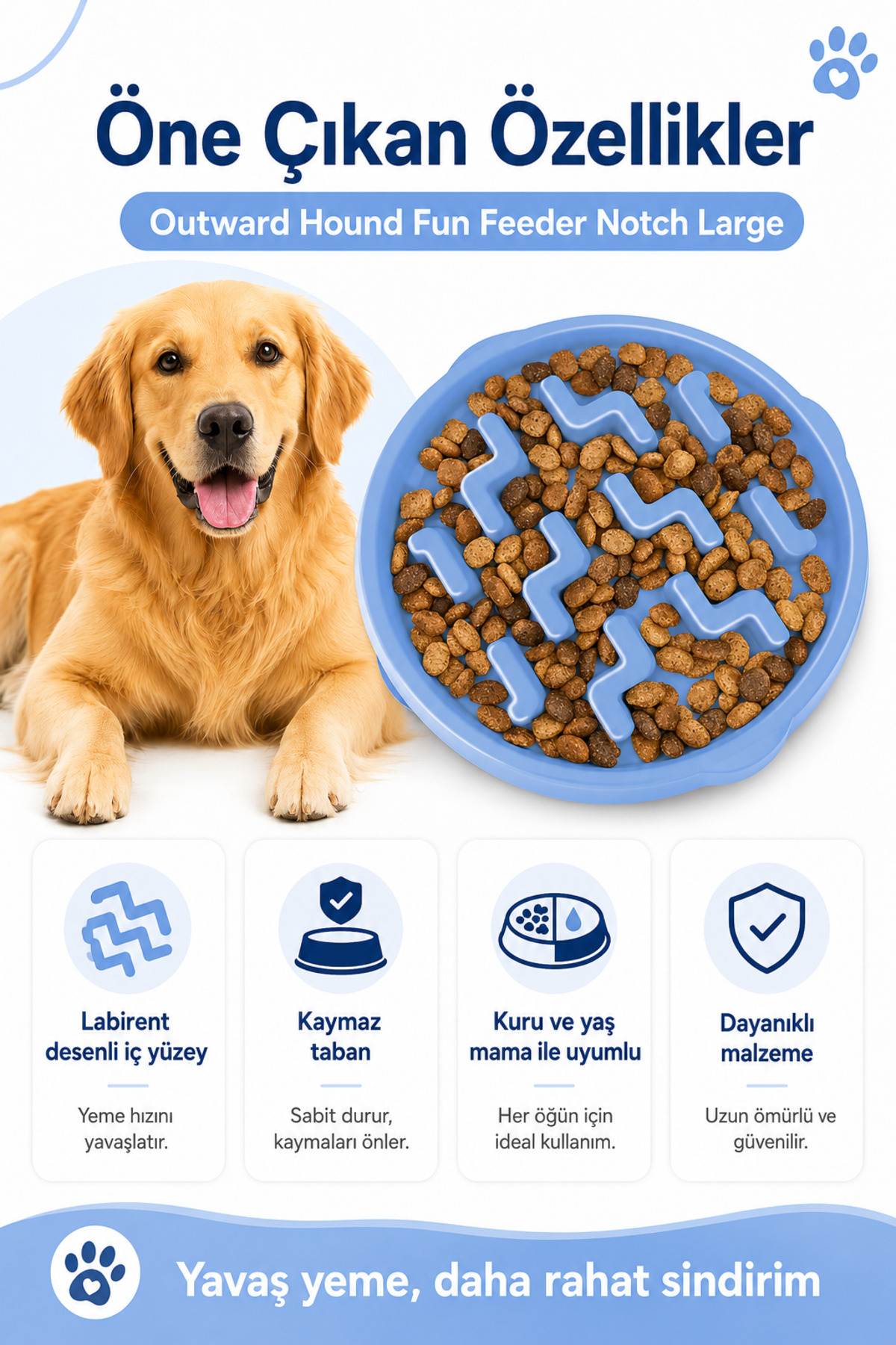 ظرف غذای سگ کندخور آوت‌وارد هاوند Outward Hound Fun Feeder Notch، ۱ لیتری آبی