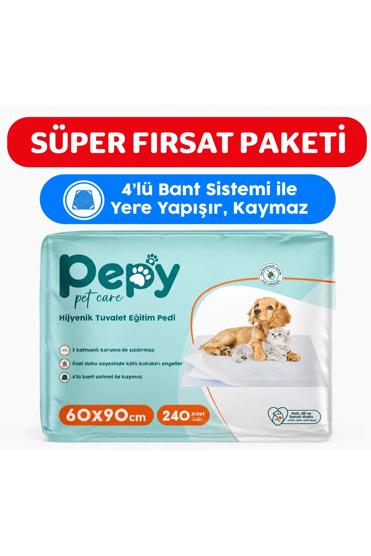 پد بهداشتی آموزش دستشویی سگ پپی PEPY، ۸ بسته ۳۰ عددی