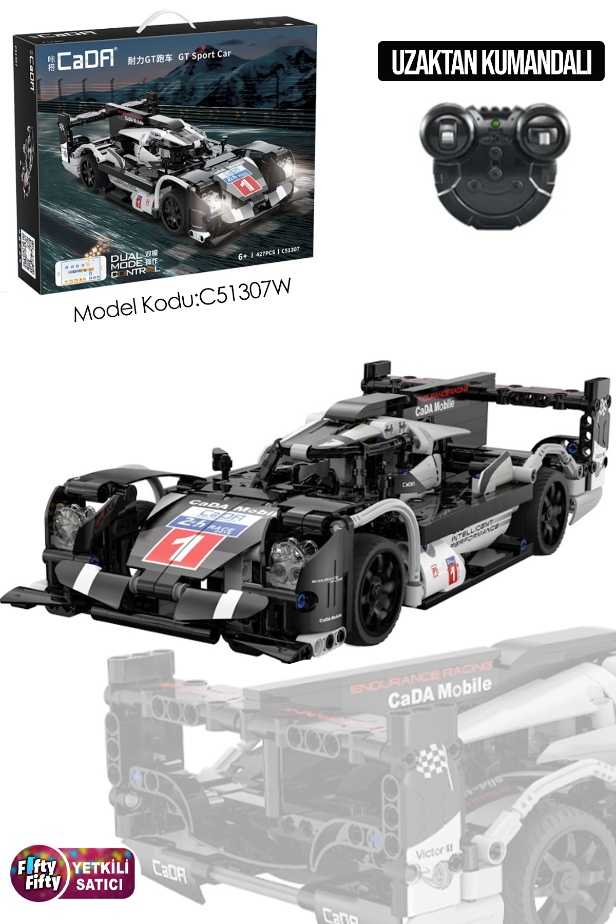 لگو و اسباب بازی های ساخت محور ست ساز CADA BLACK RACE CAR REMOTE CONTROL C51307W 427 PIECES از ترکیه Vagonlife