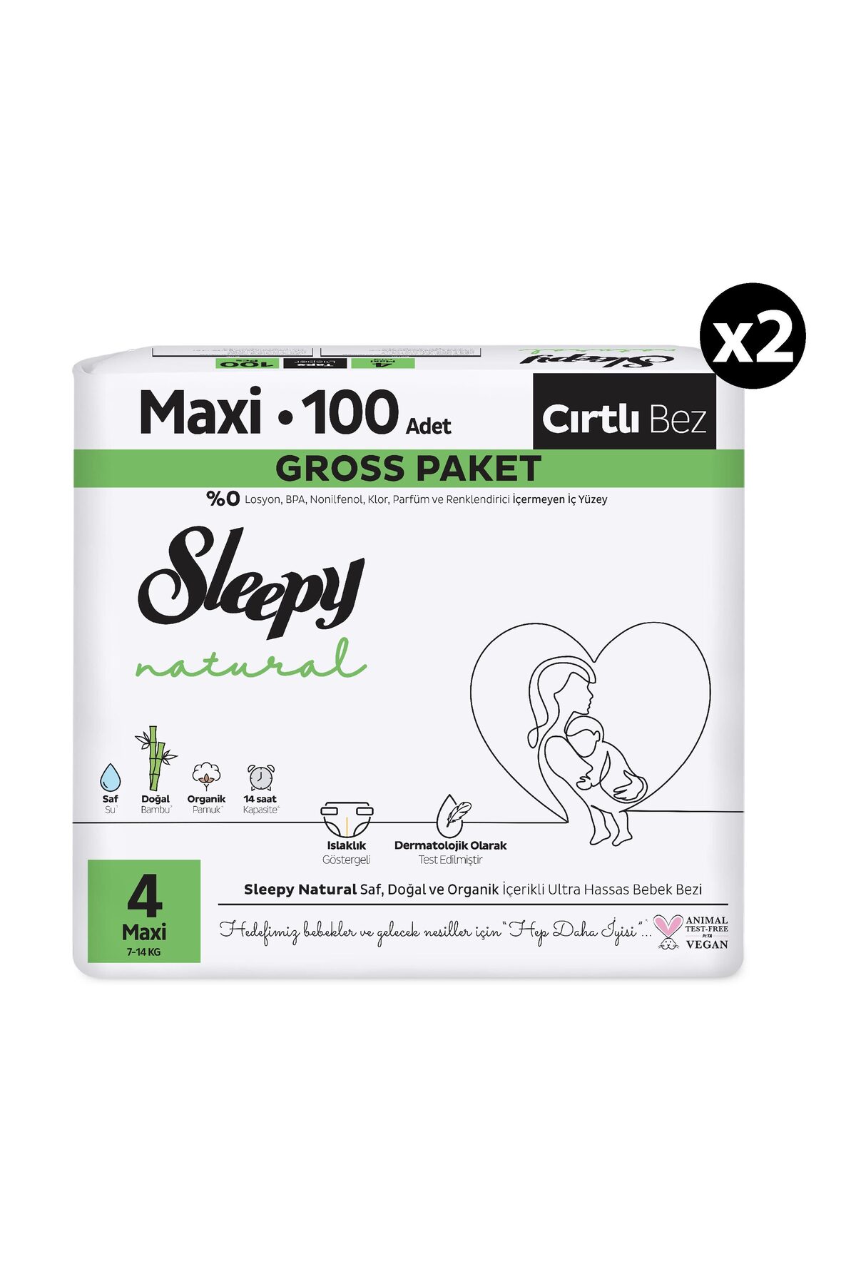پوشک بچه نچرال گروس سایز 4 مکسی 200 عدد اورجینال Sleepy