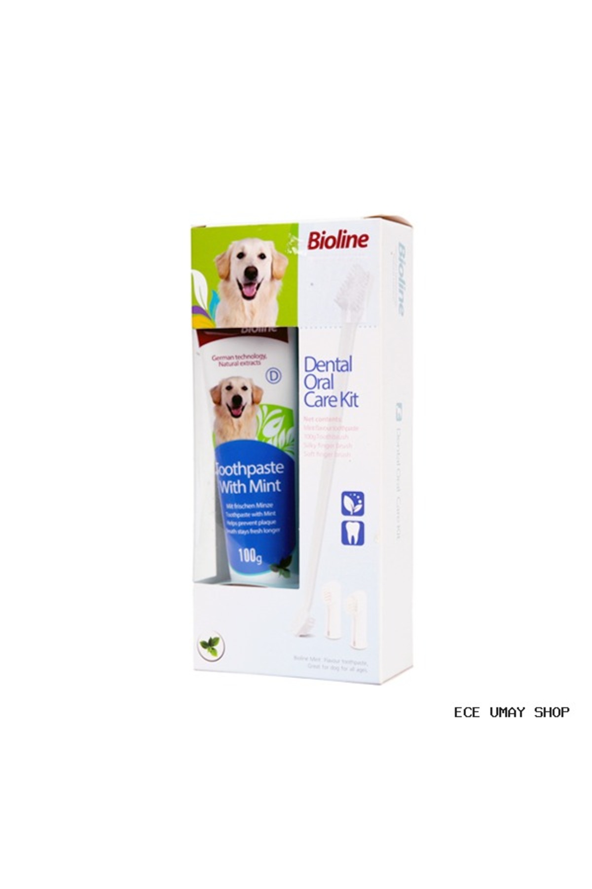 ست مراقبت دهان سگ با طعم نعناع بیولاین Bioline، مدل MYCESHOP 235032، ۱۰۰ گرم