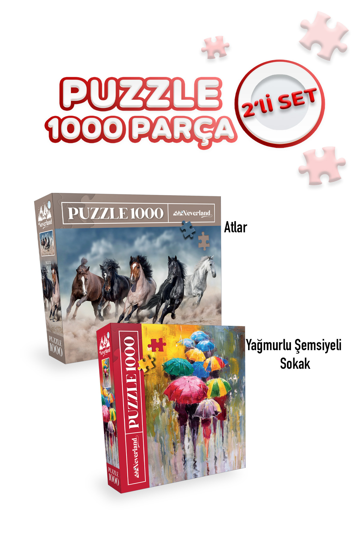 پازل 2 1000 قطعه چتر و اسب Neverland
