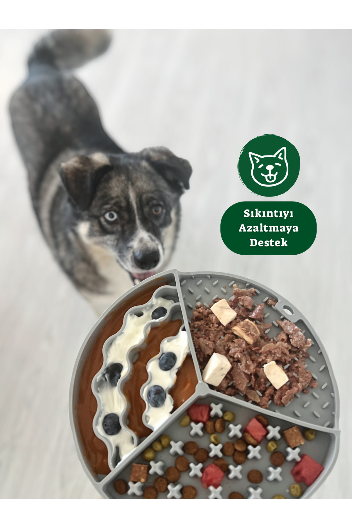 مت آرام‌خوری و لیسیدنی سگ و گربه پت اند پلنت Pet And Planet مدل PP-YM-25، خاکستری