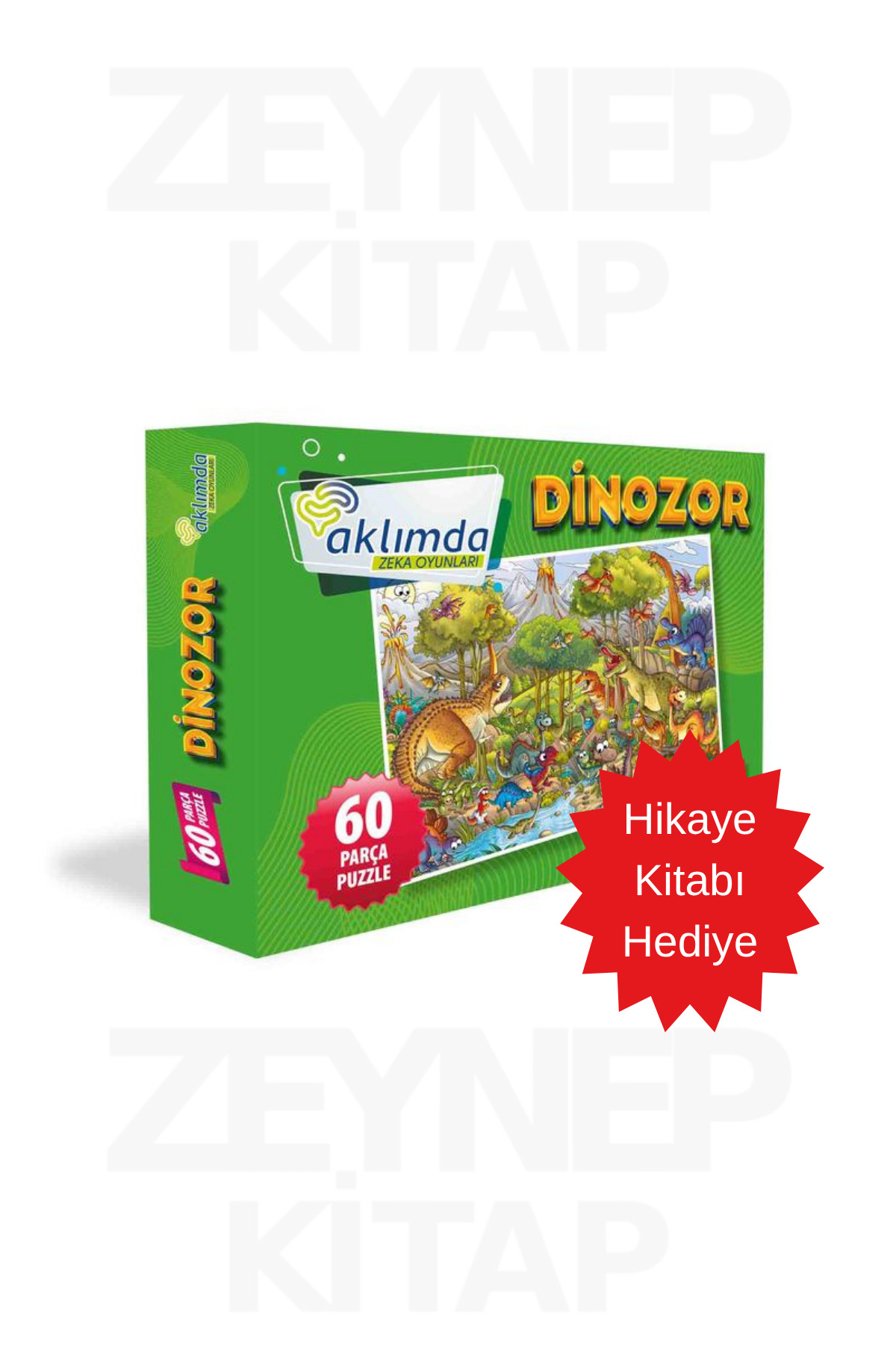 پازل دایناسور 60 تکه هدیه کتاب داستان از ترکیه AKLIMDA ZEKA OYUNLARI
