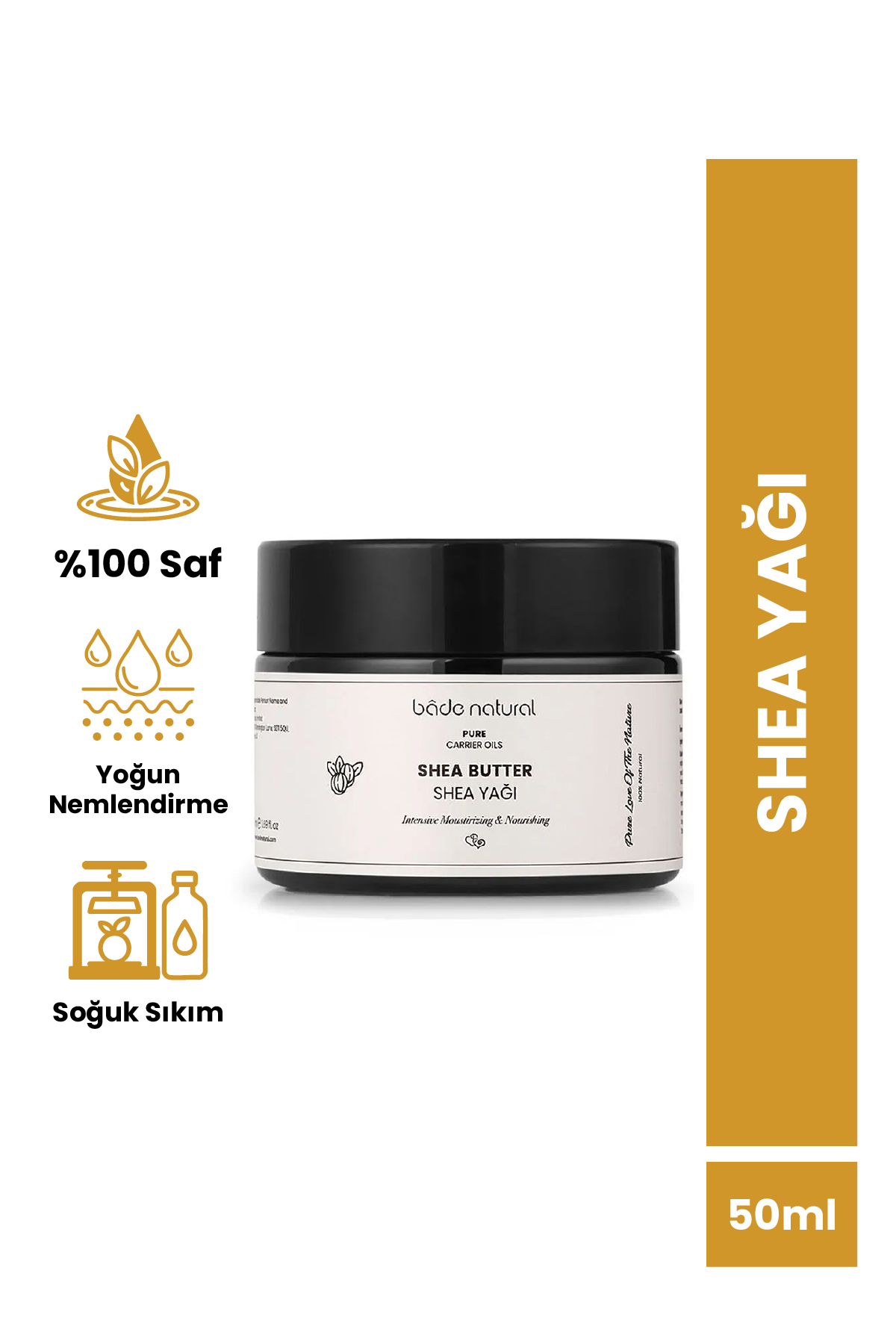 روغن مراقبتی کره شیا پرس سرد 100% خالص 50 میل Bade Natural