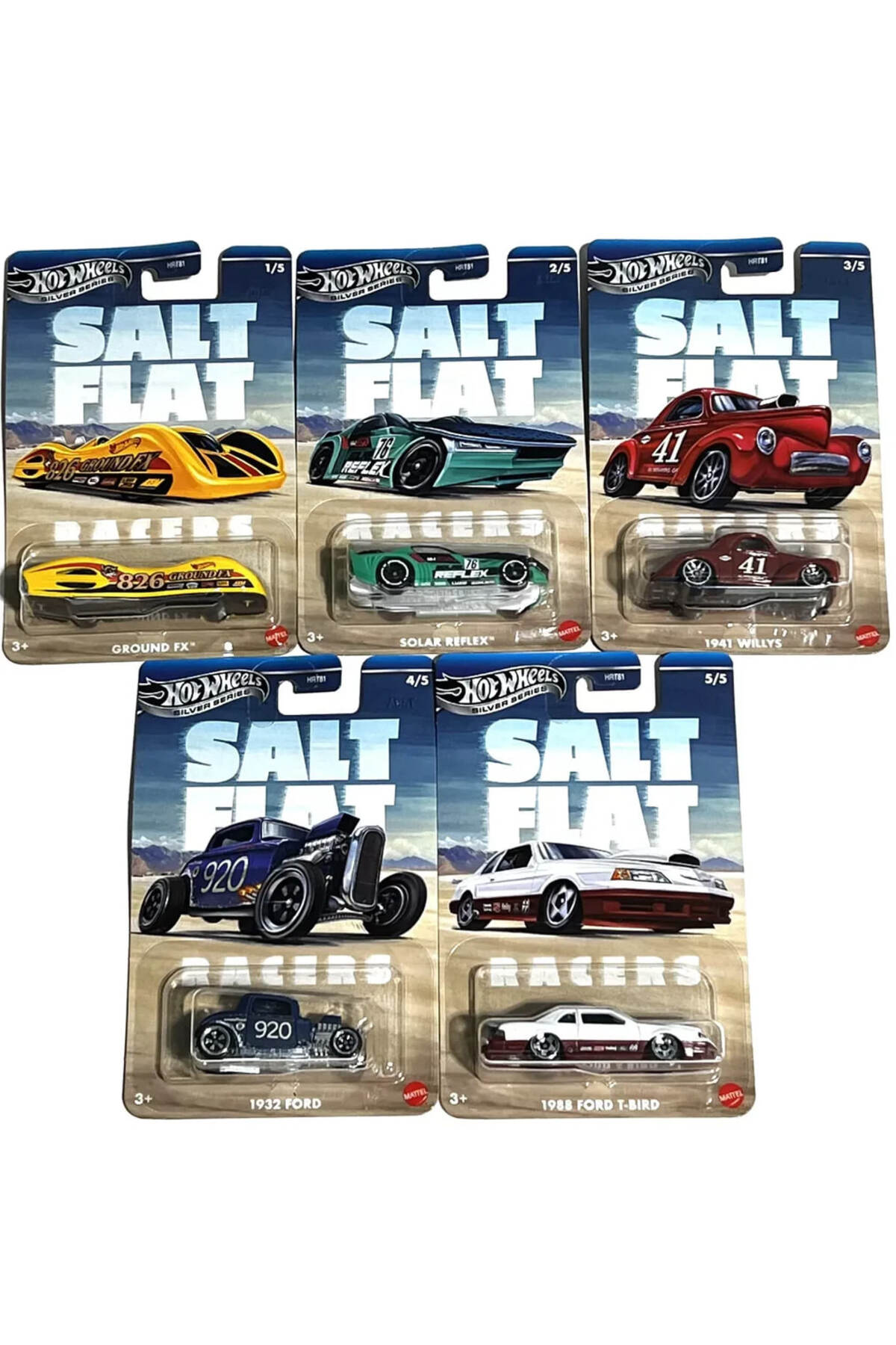 ماشین اسباب بازی HOTWHELS نمکی FLAT CARD 5 قطعه سری نقره هات ویلز اورجینال HOT WHEELS