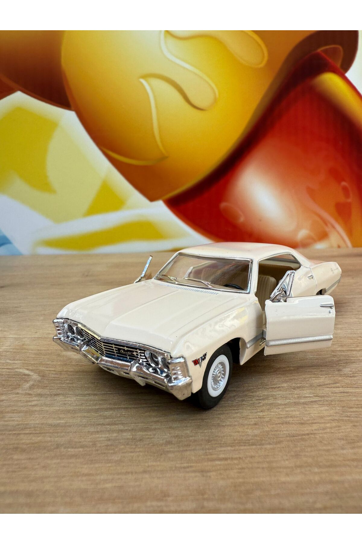 مدل خودرو PULL DROP 1967 CHEVROLET IMPALA CREAM DIECAST CAR OPENING DOORS CHEVY MODEL اورجینال scntoys