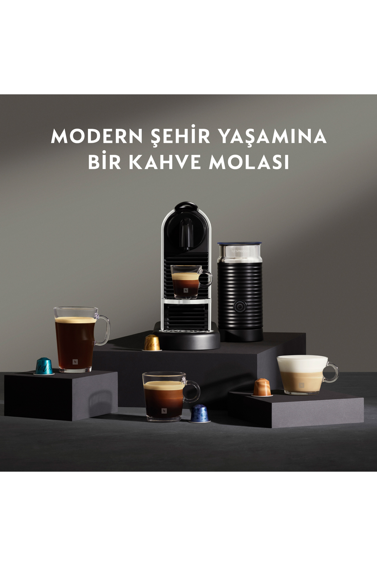 دستگاه اسپرسو و کاپوچینو قهوه ساز D145 CITIZ PLATINUM BUNDLE SPRESSO, TITAN + MILK FROTHER اورجینال Nespresso