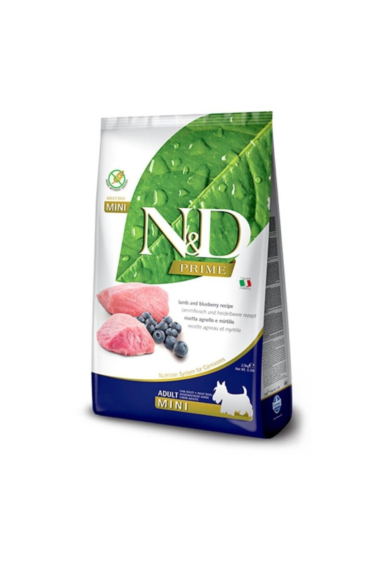 غذای خشک سگ بالغ نژاد مینی با بره و بلوبری، سری Prime ان‌اندی N&D 5 kg
