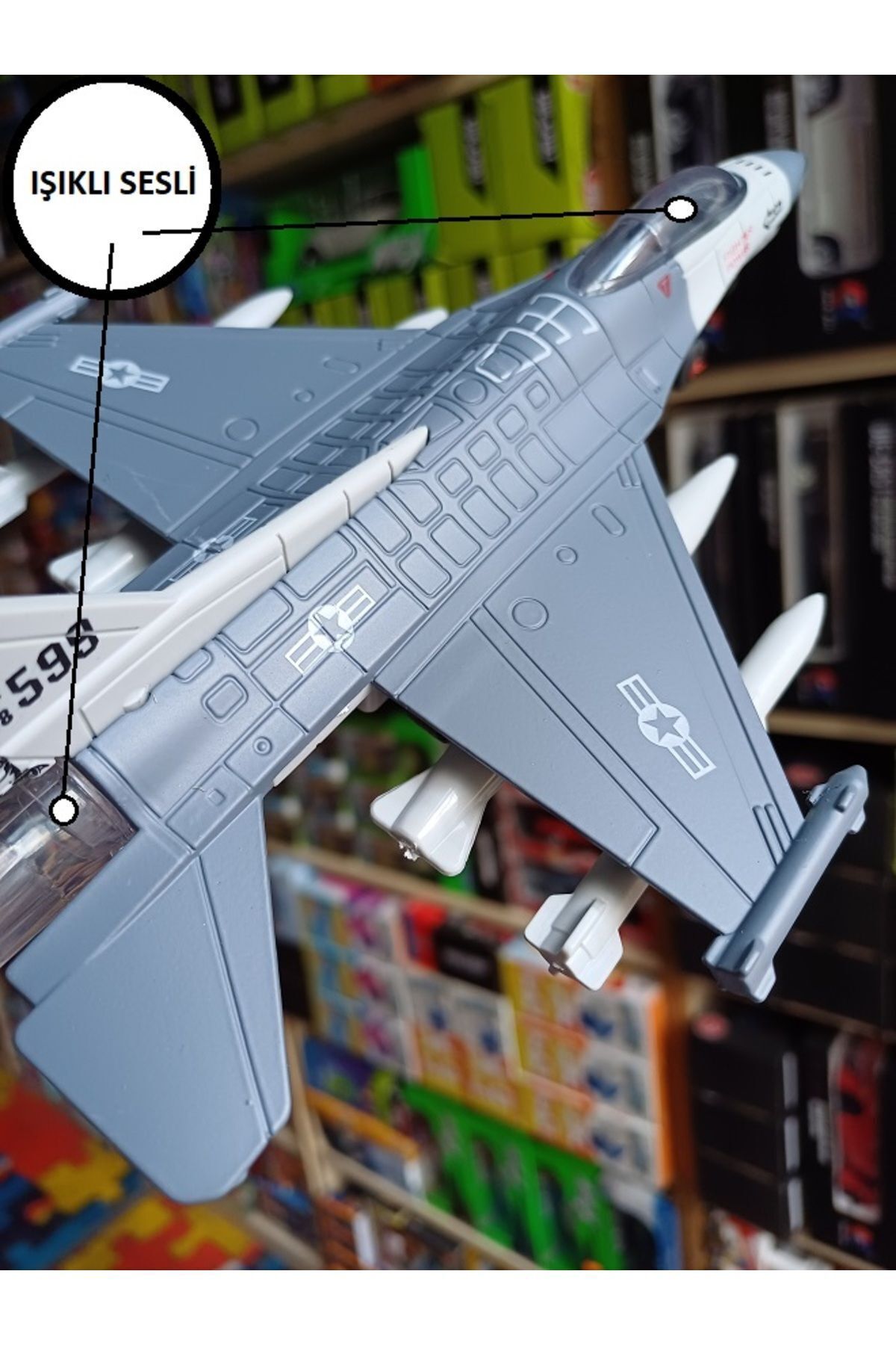 مدل خودرو F16 AIRPLANE COBRA FIGHTER POWER AIRFORCE اصل جنگ هواپیما فلزی با نور و صدا از ترکیه OYUNCAKSAHİLİ
