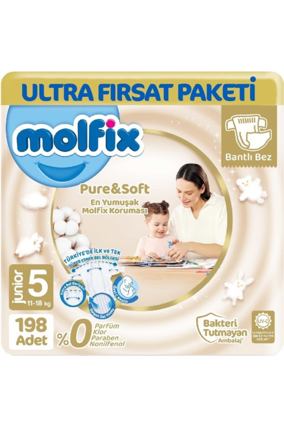 پوشک بچه PURE &amp; SOFT JUNIOR 5 NO. 66 PCS. اورجینال Molfix