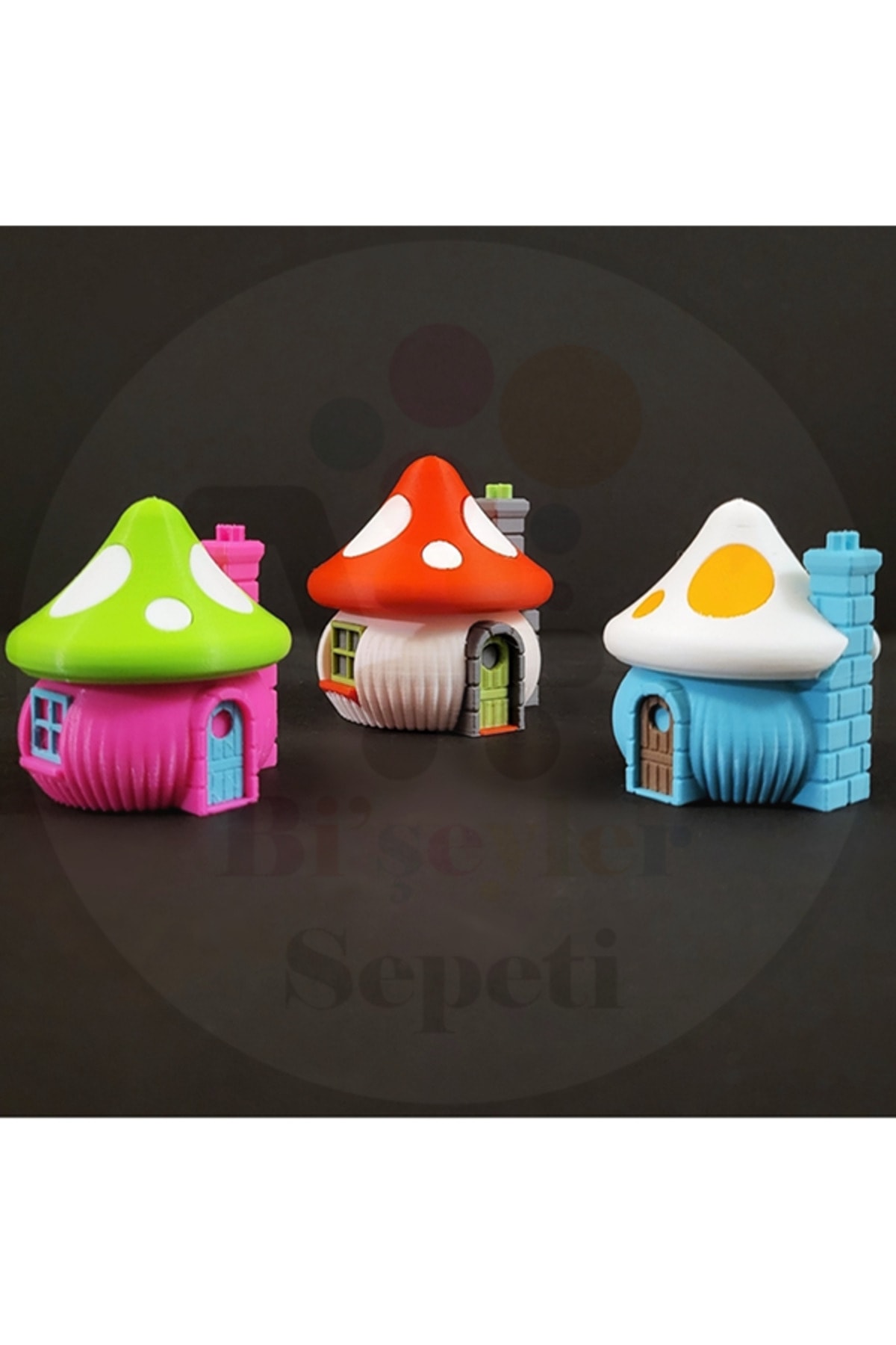 فیگور SMURFS MUSHROOM HOUSE 3 تایی از ترکیه Bi'şeyler Sepeti